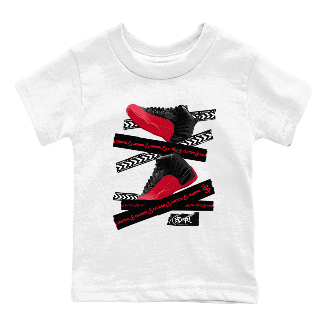 Caution Tape snkmatch Tees Kids - Air Jordan 12 Flu Game
