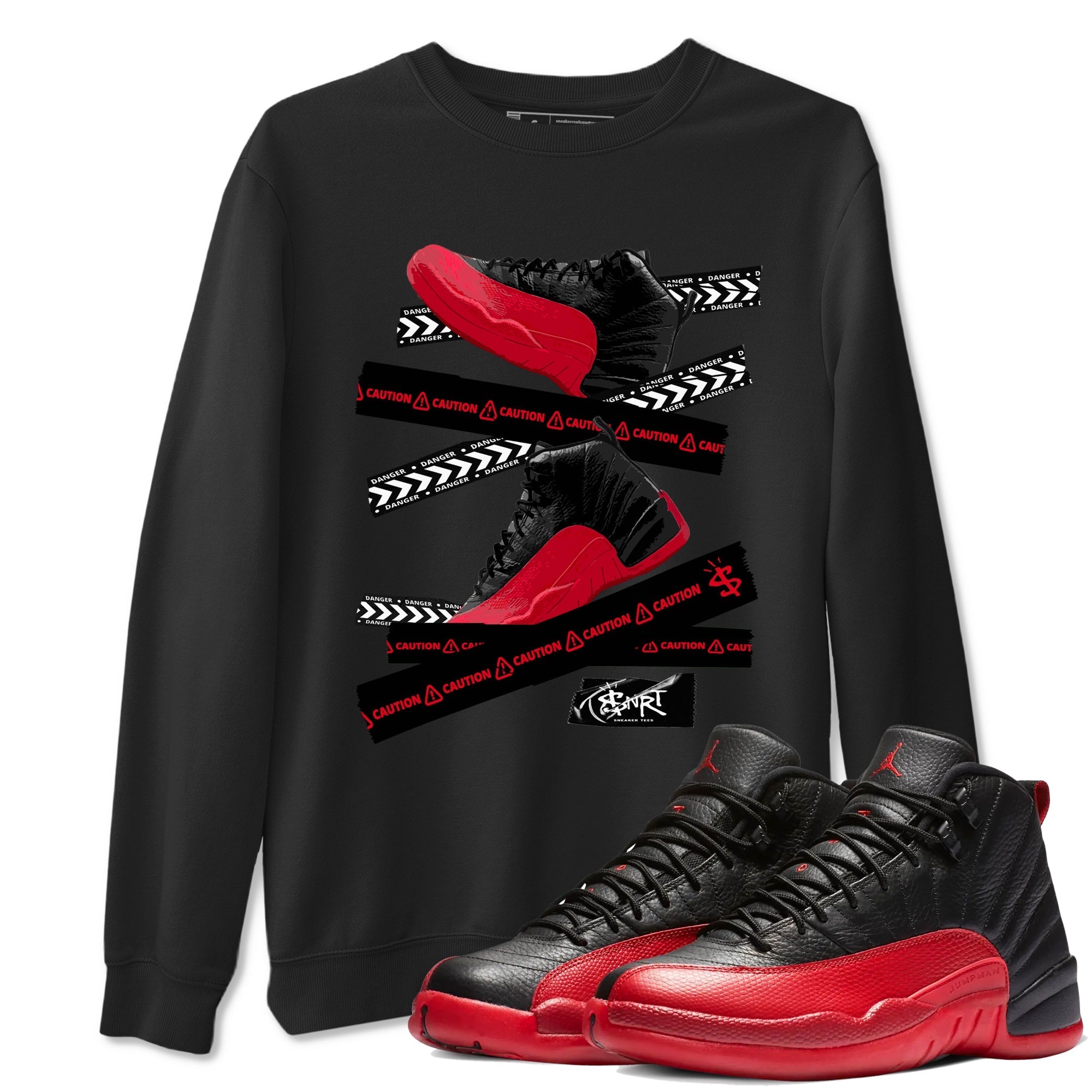 Caution Tape snkmatch Tees - Air Jordan 12 Flu Game