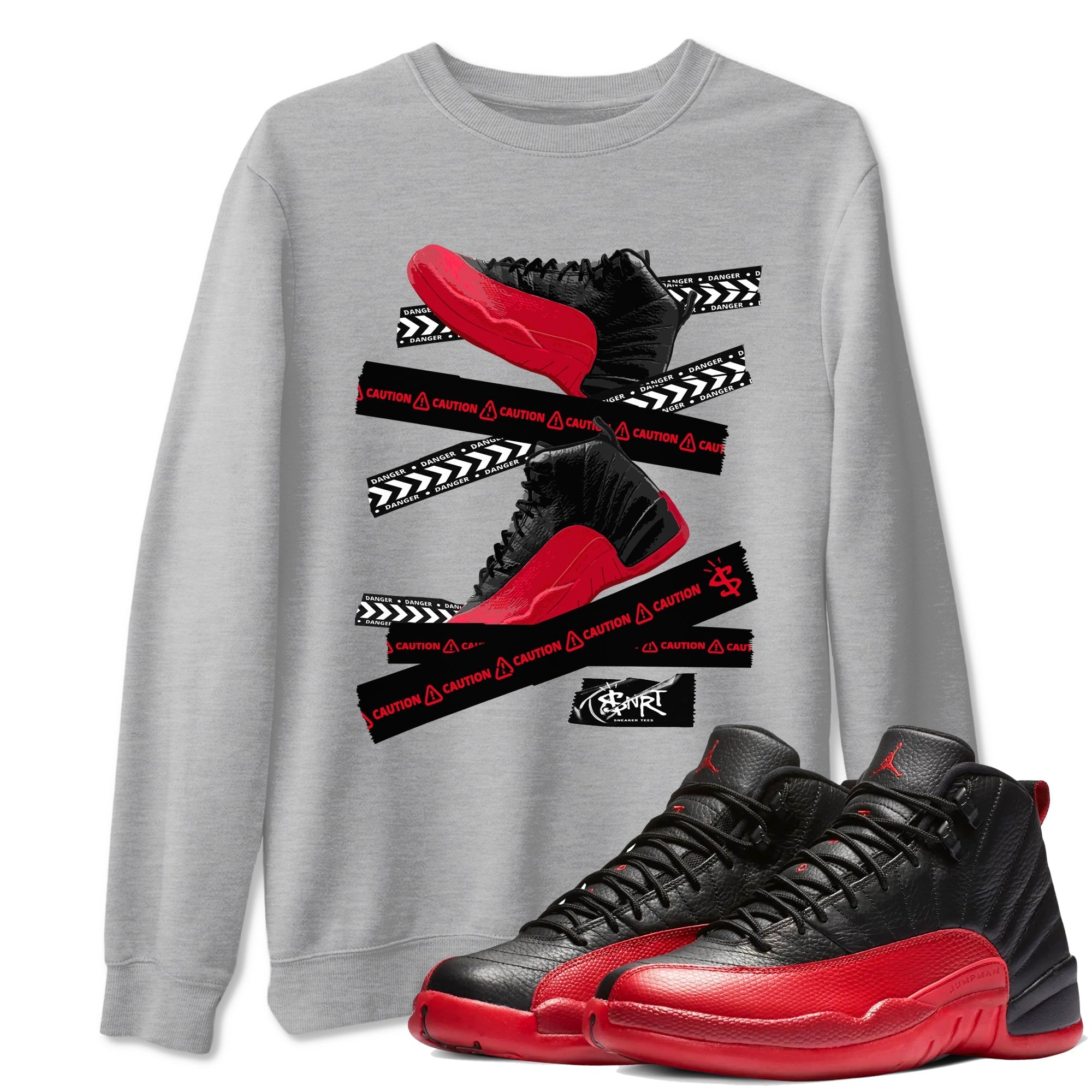 Caution Tape snkmatch Tees - Air Jordan 12 Flu Game
