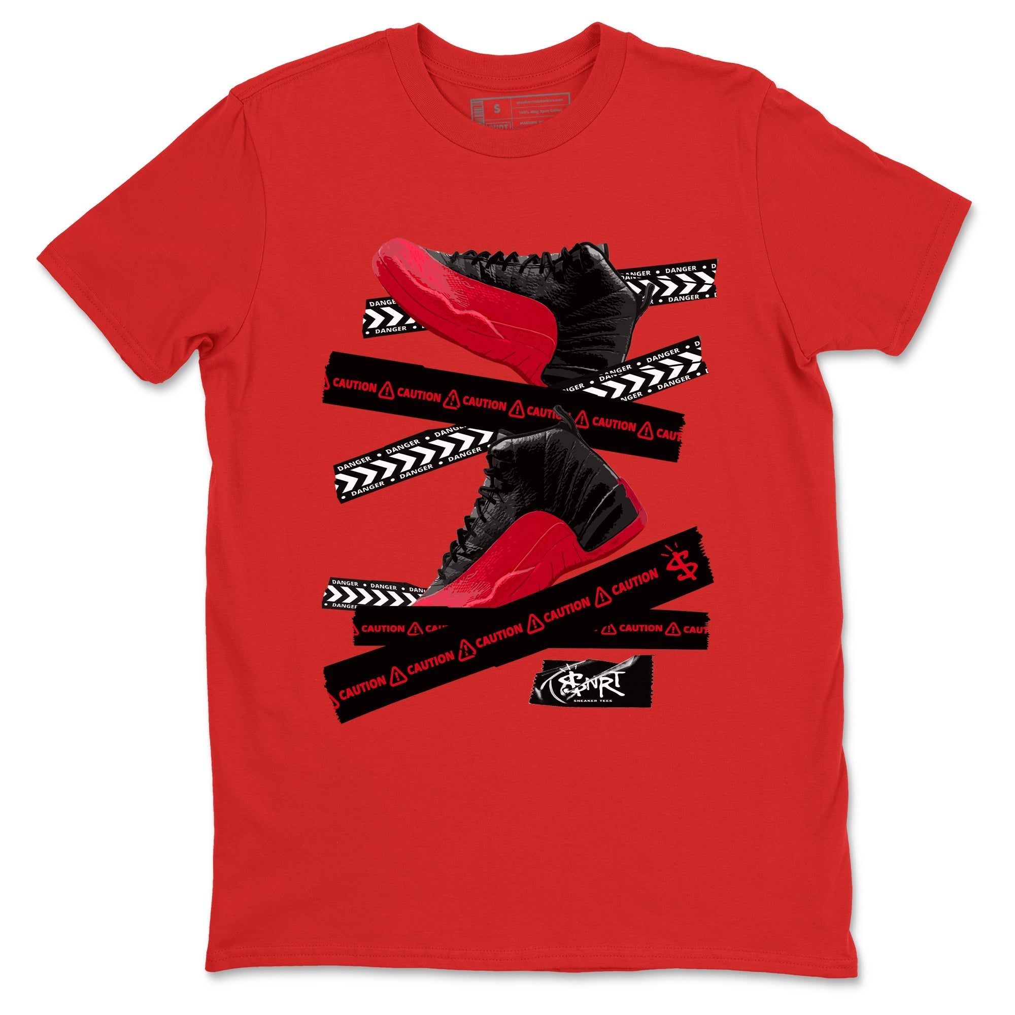 Caution Tape snkmatch Tees - Air Jordan 12 Flu Game