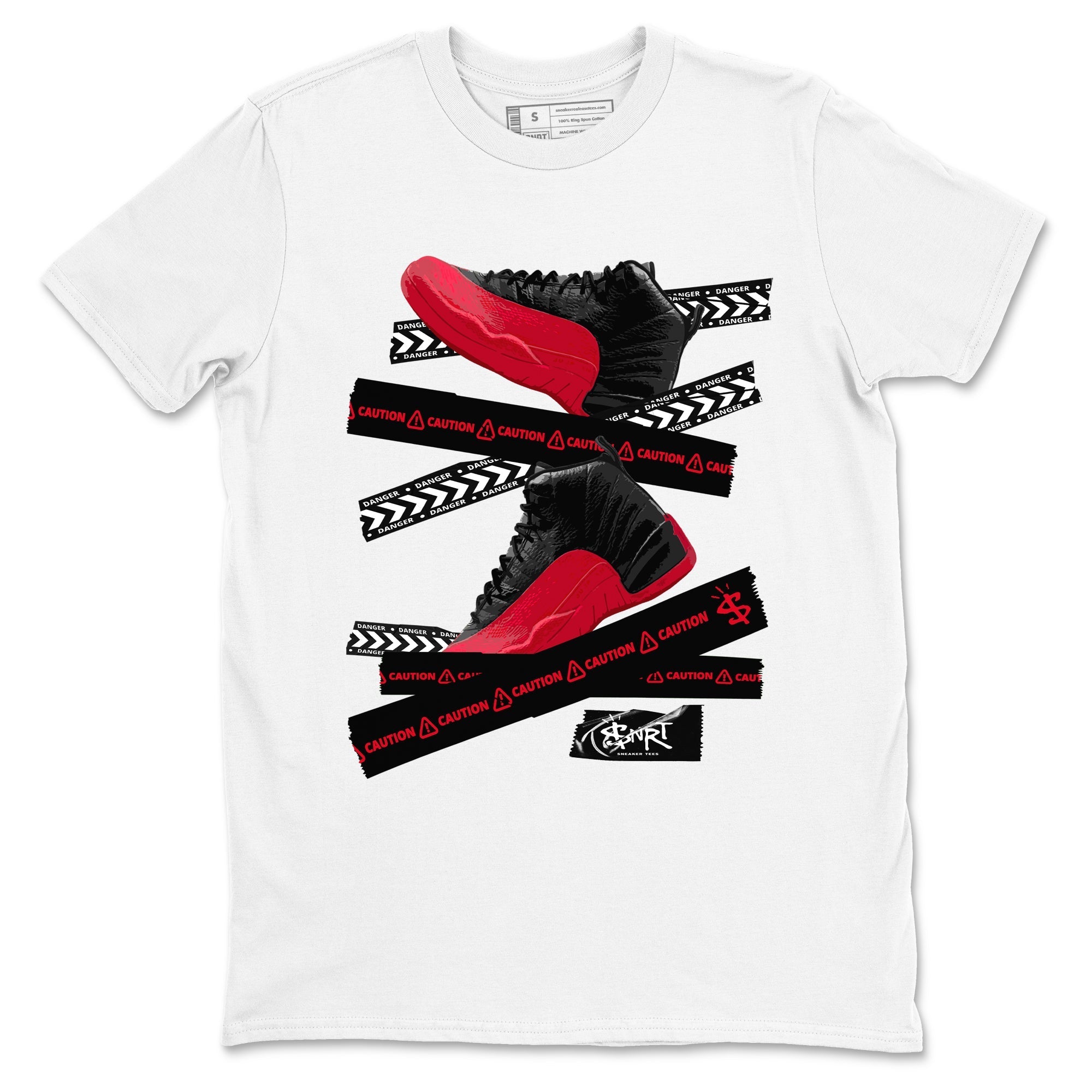 Caution Tape snkmatch Tees - Air Jordan 12 Flu Game