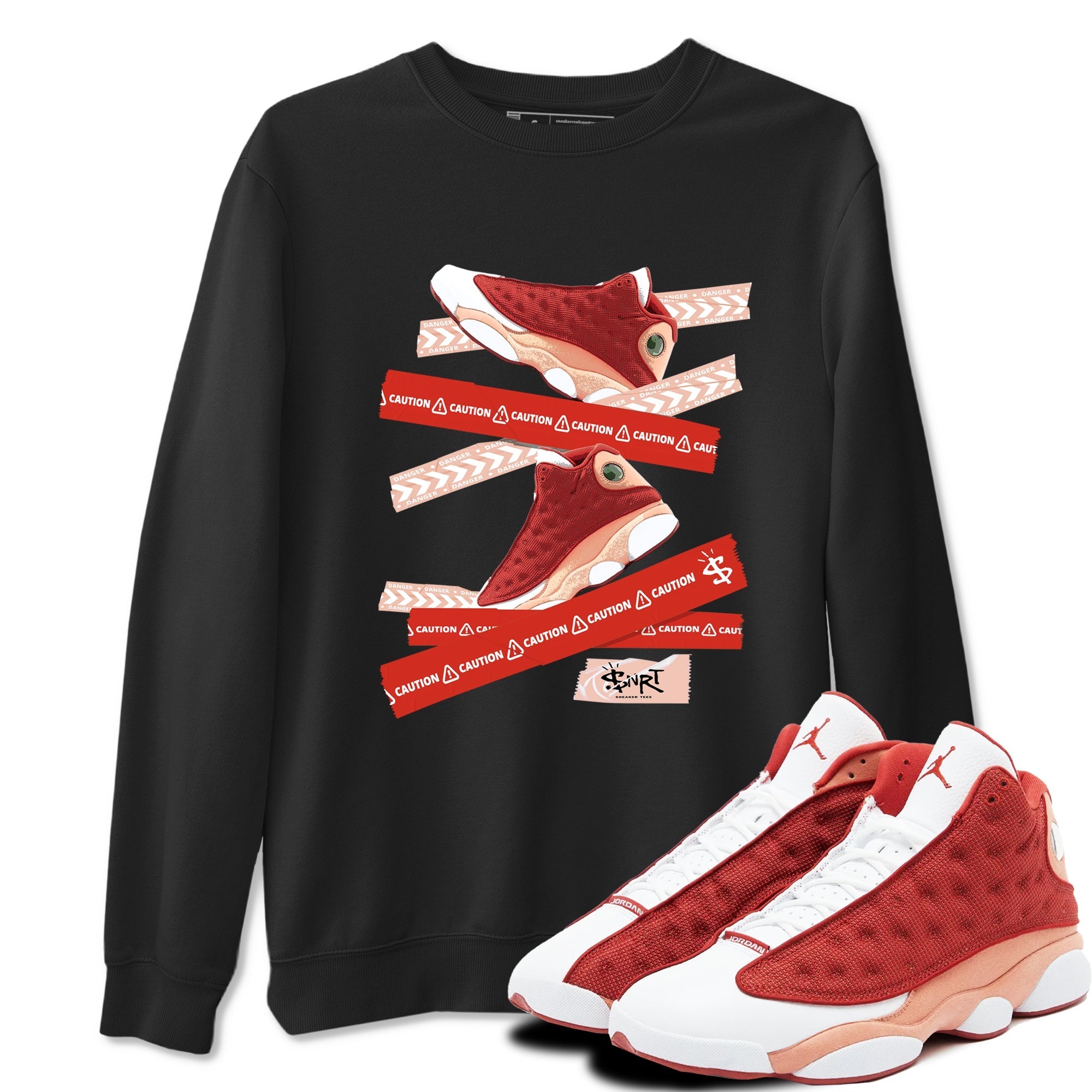 Caution Tape snkmatch Tees - Air Jordan 13 Dune Red