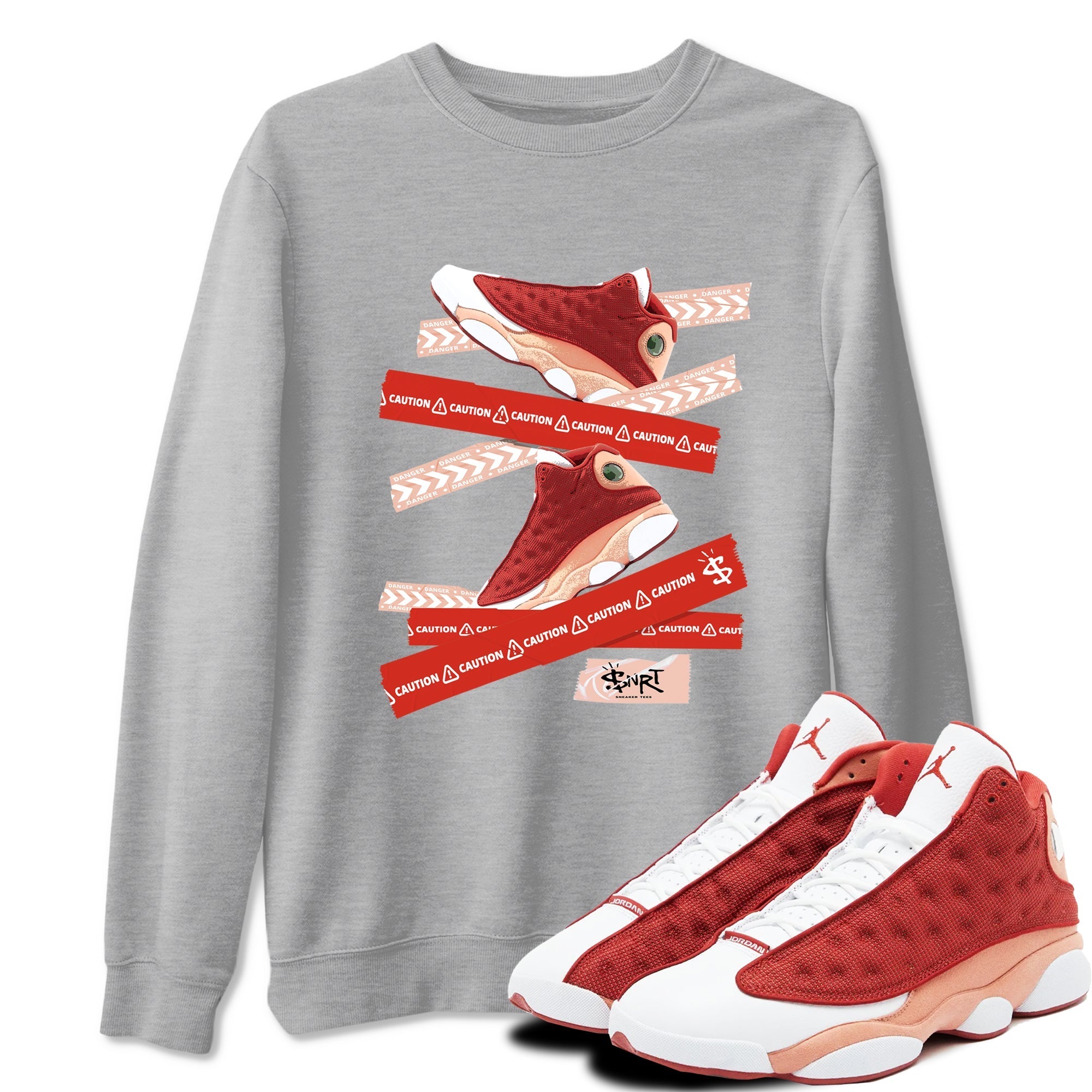 Caution Tape snkmatch Tees - Air Jordan 13 Dune Red