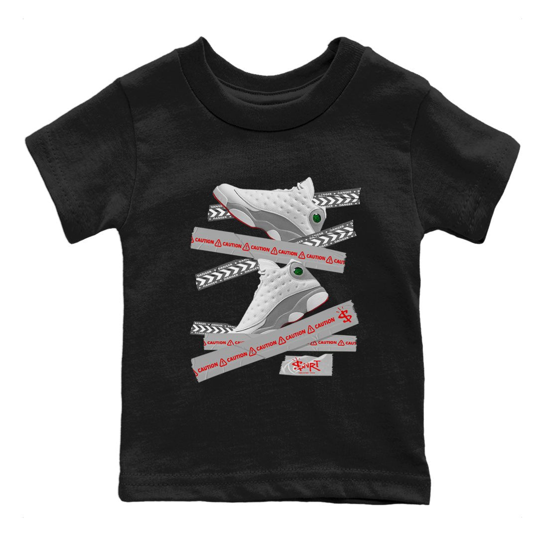 Caution Tape Kids Tops - Air Jordan 13 Wolf Grey