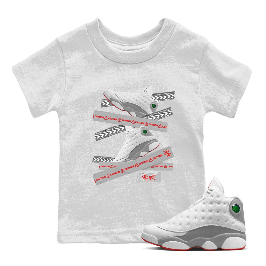 Caution Tape Kids Tops - Air Jordan 13 Wolf Grey