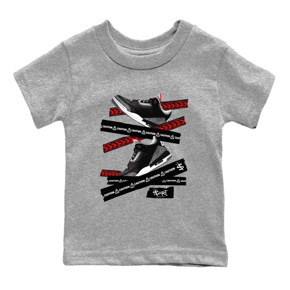 Caution Tape snkmatch Tees Kids - Air Jordan 3 Black Cement