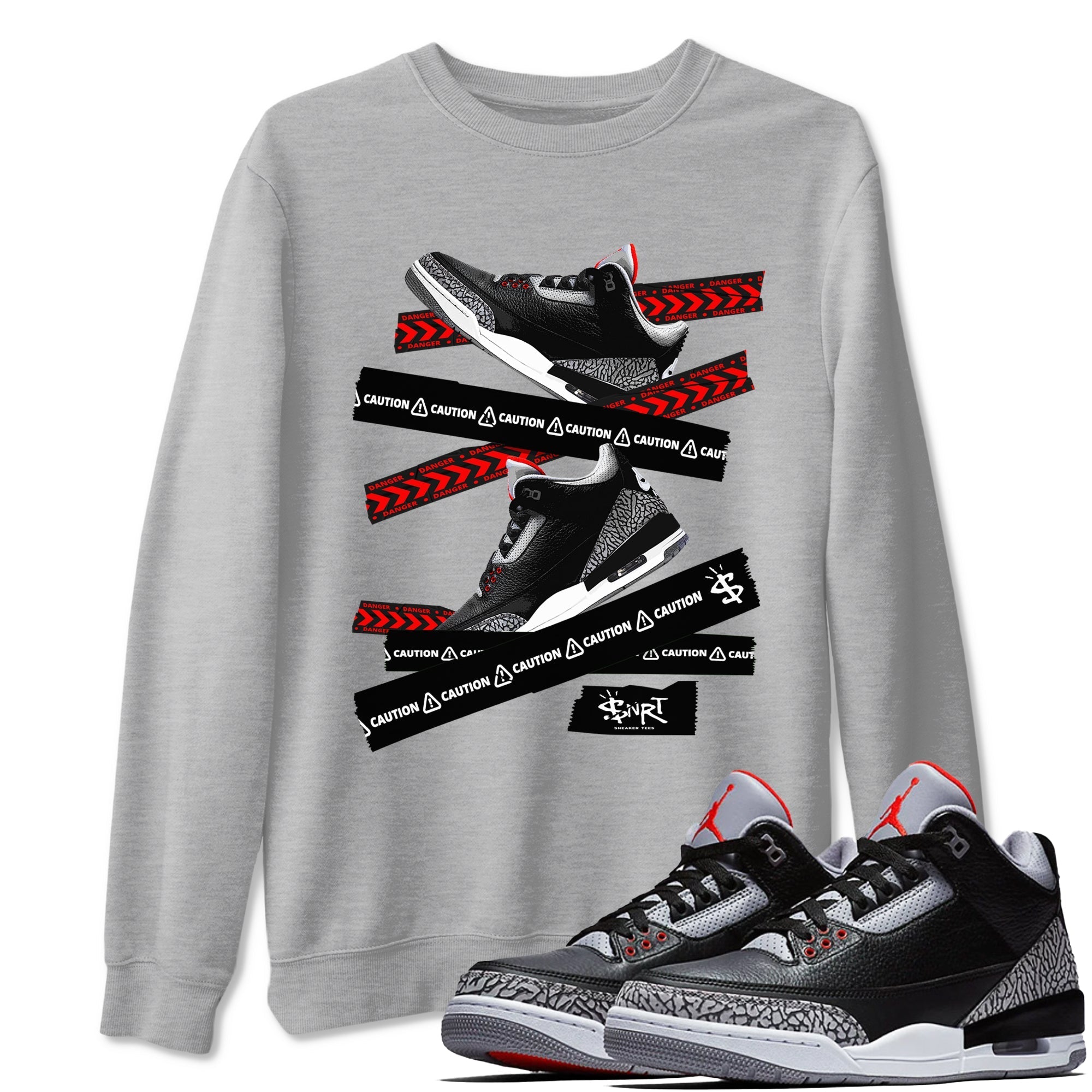 Caution Tape snkmatch Tees - Air Jordan 3 Black Cement