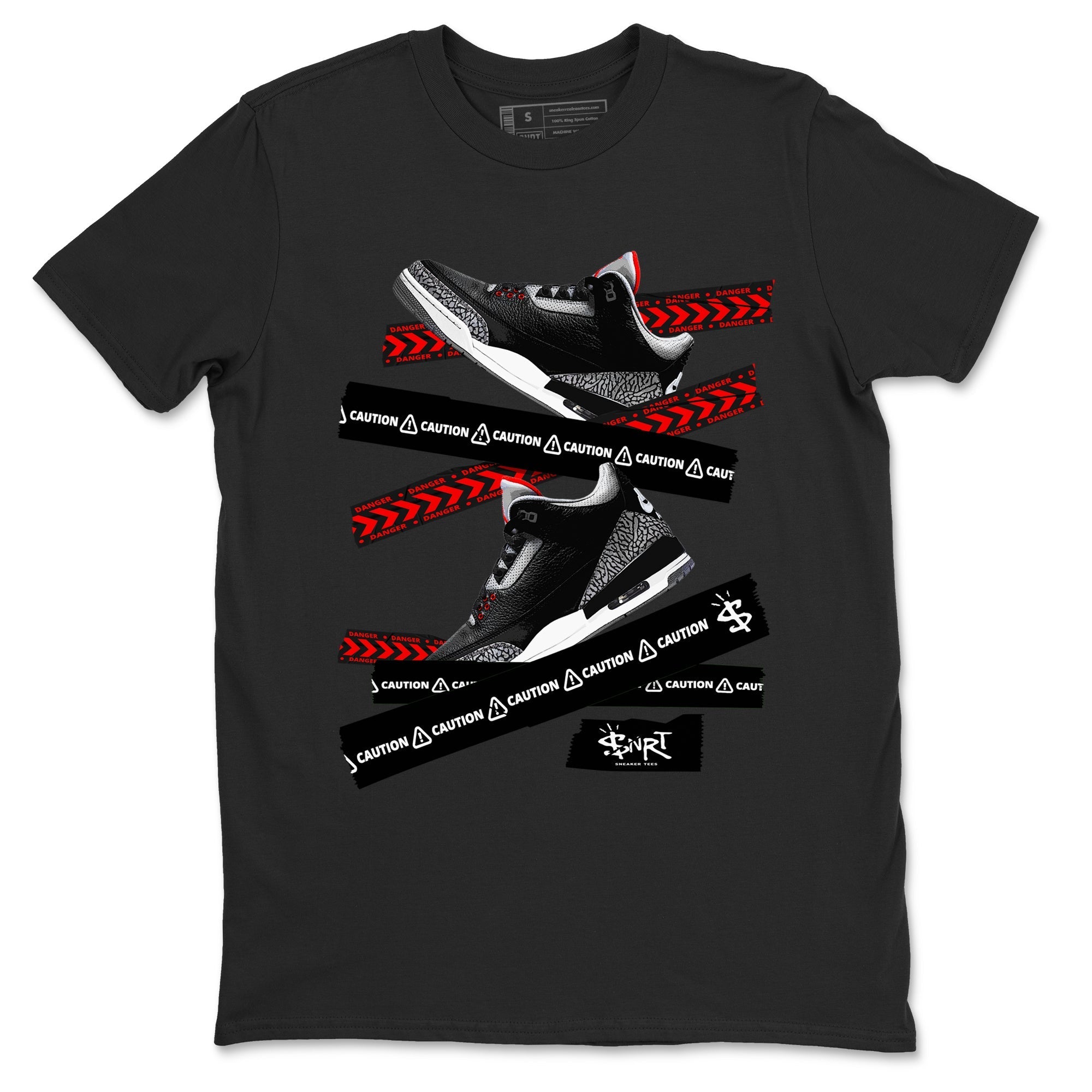 Caution Tape snkmatch Tees - Air Jordan 3 Black Cement