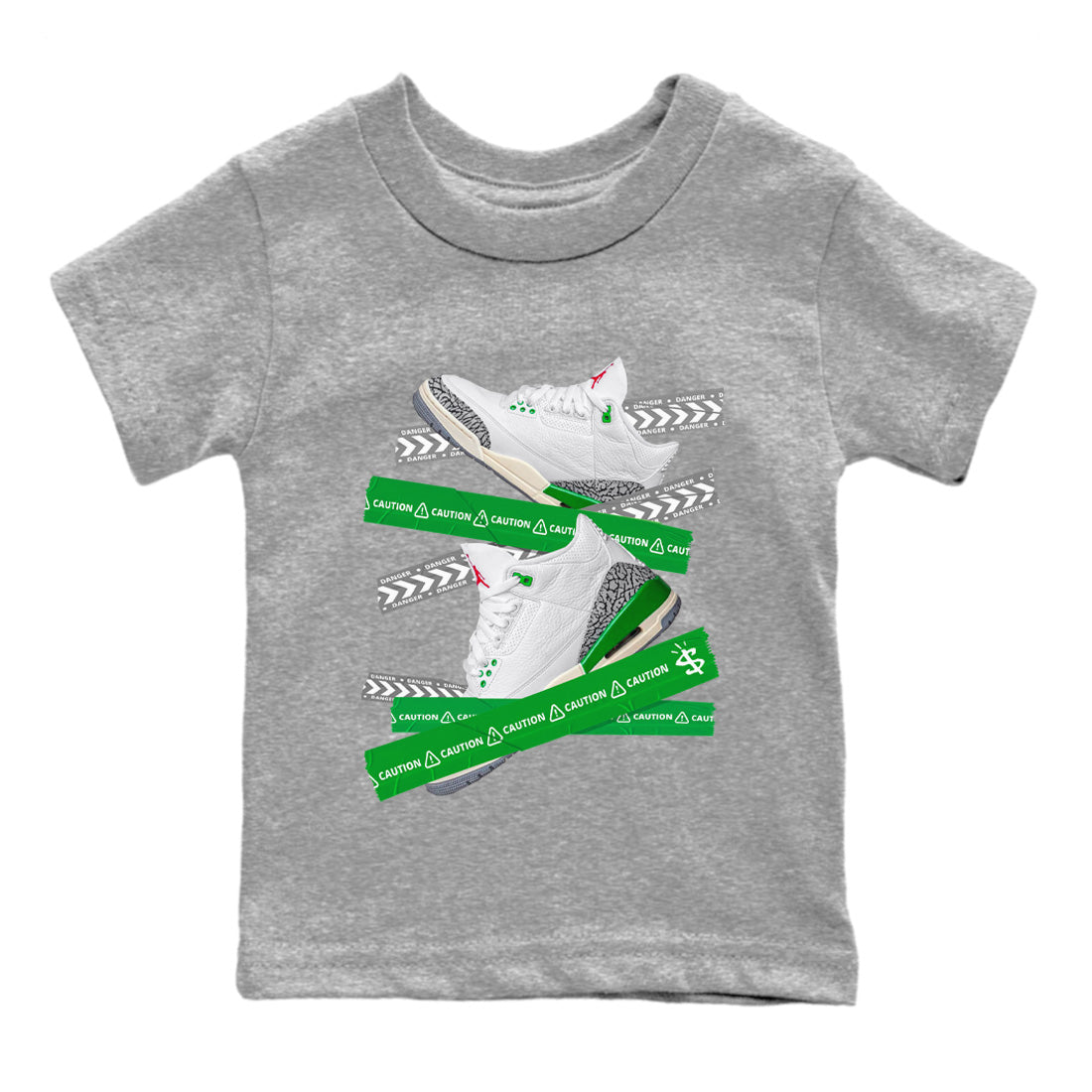 Caution Tape Kids Tops - Air Jordan 3 Lucky Green