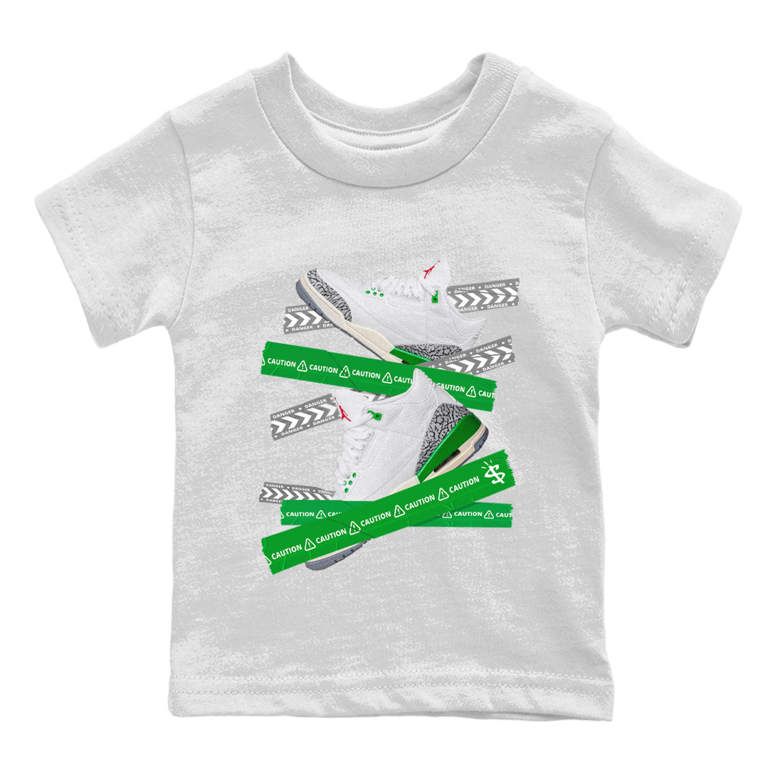 Caution Tape Kids Tops - Air Jordan 3 Lucky Green