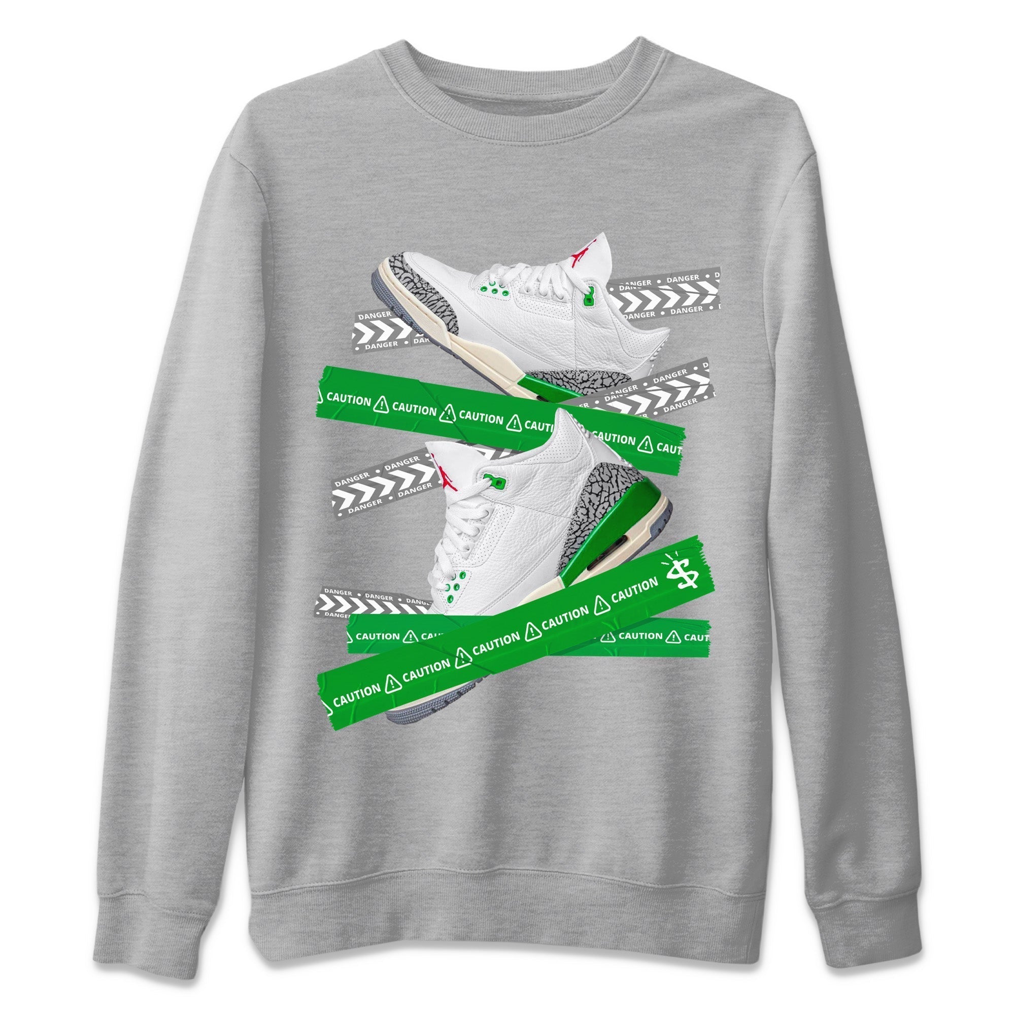 Caution Tape Unisex Tops - Air Jordan 3 Lucky Green