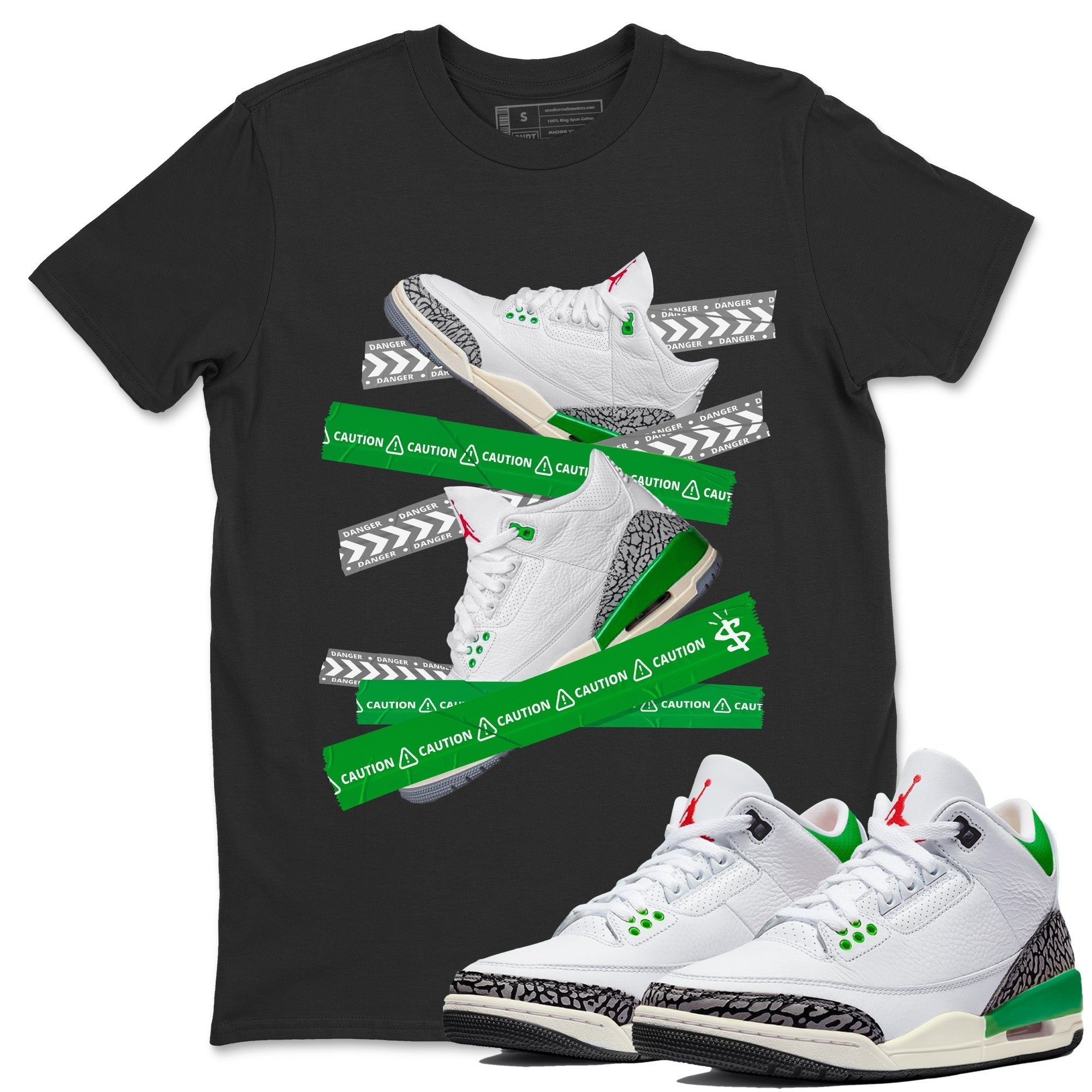 Caution Tape Unisex Tops - Air Jordan 3 Lucky Green