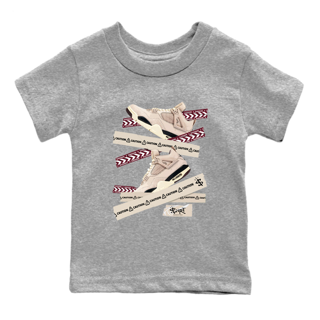 Caution Tape snkmatch Tees Kids - Air Jordan 4 A Ma Maniere x Fossil Stone