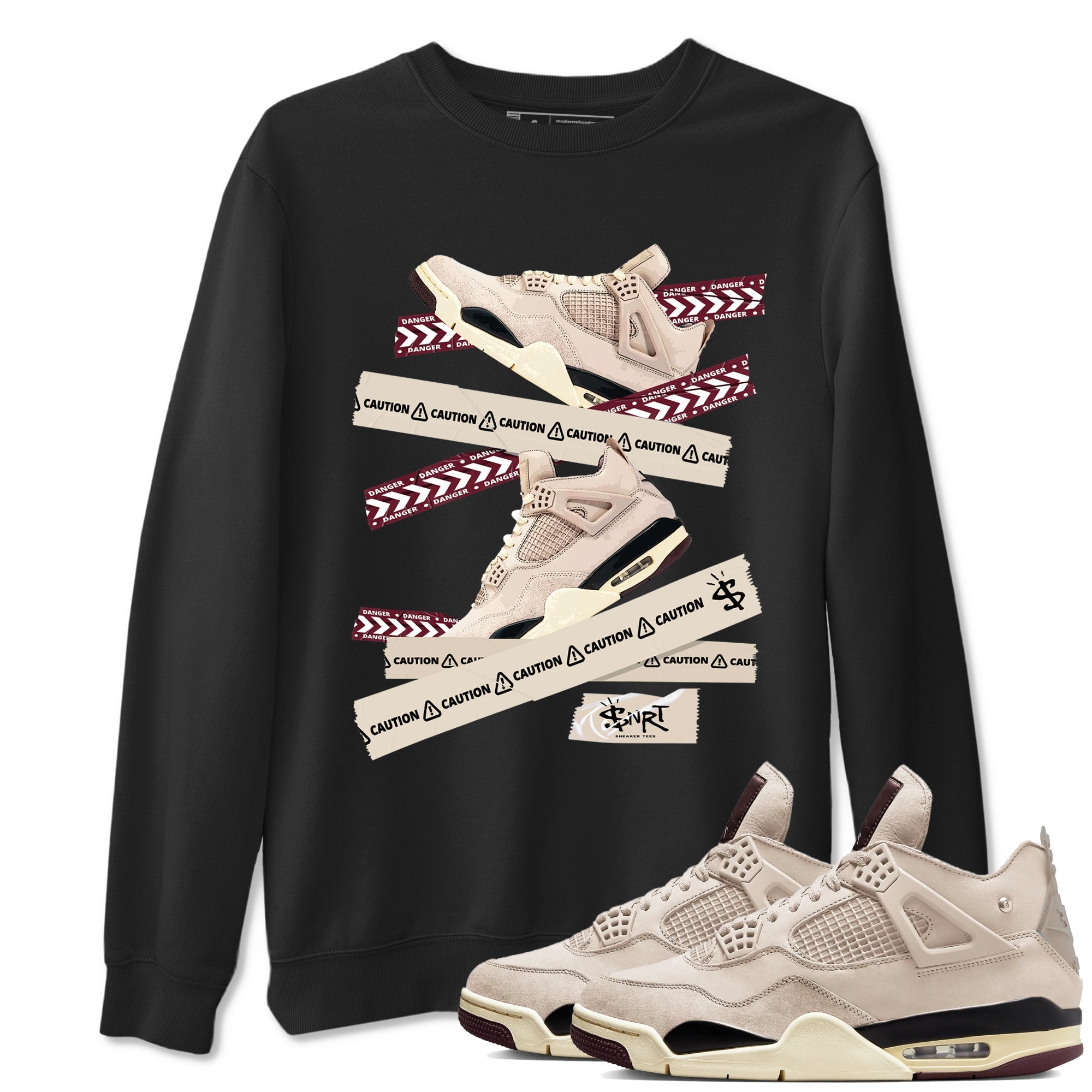 Caution Tape snkmatch Tees - Air Jordan 4 A Ma Maniere x Fossil Stone