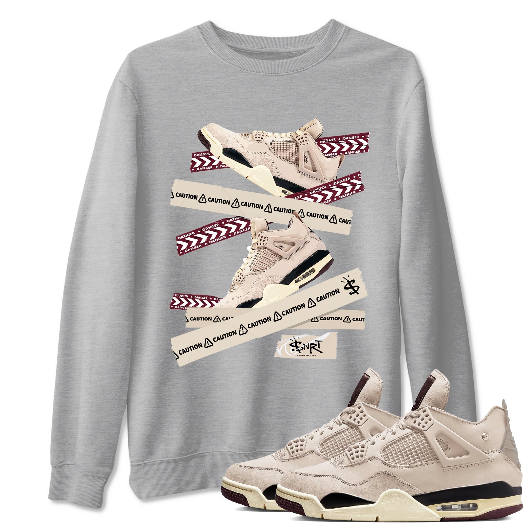 Caution Tape snkmatch Tees - Air Jordan 4 A Ma Maniere x Fossil Stone