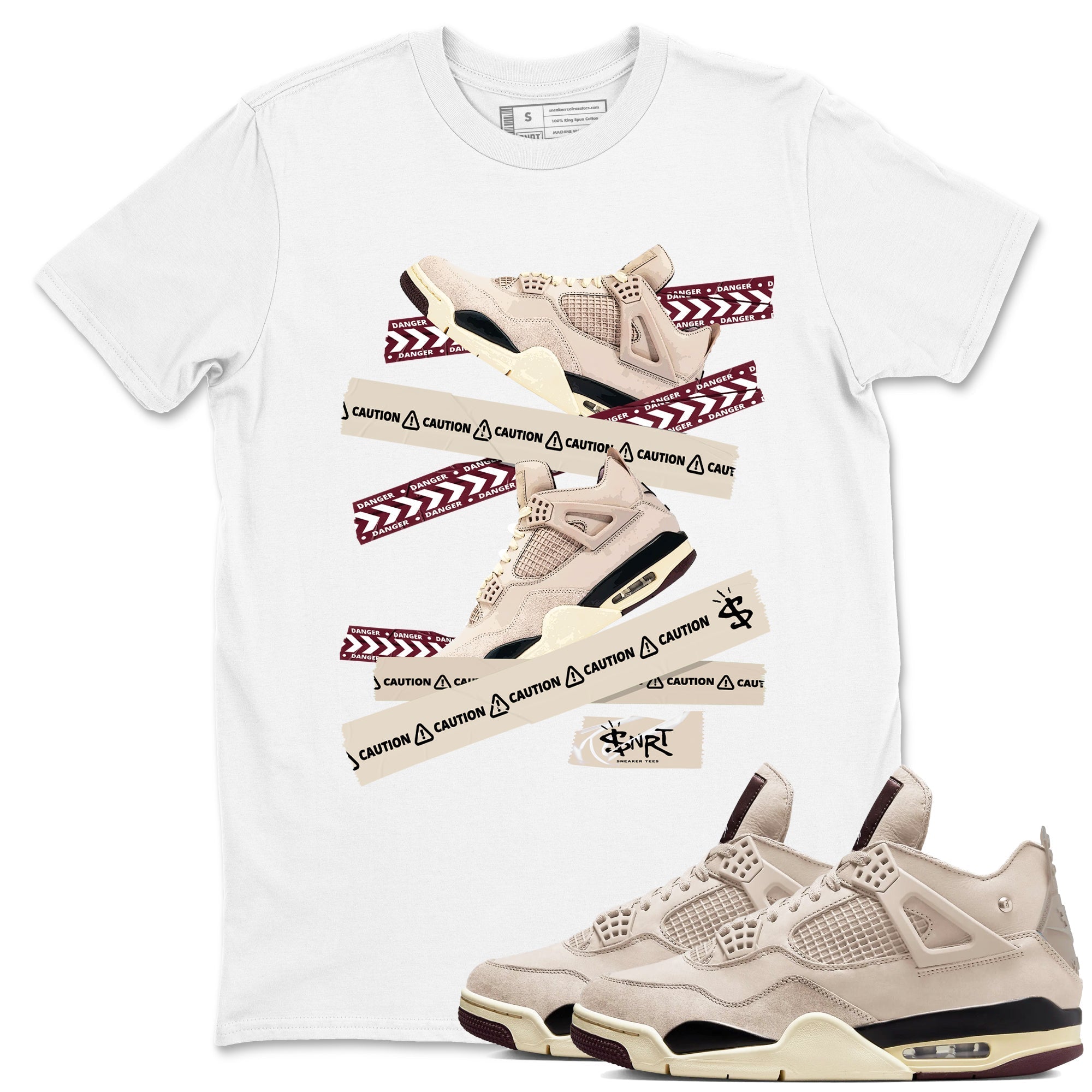 Caution Tape snkmatch Tees - Air Jordan 4 A Ma Maniere x Fossil Stone