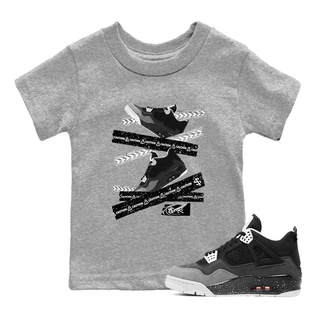 Caution Tape snkmatch Tees Kids - Air Jordan 4 Fear