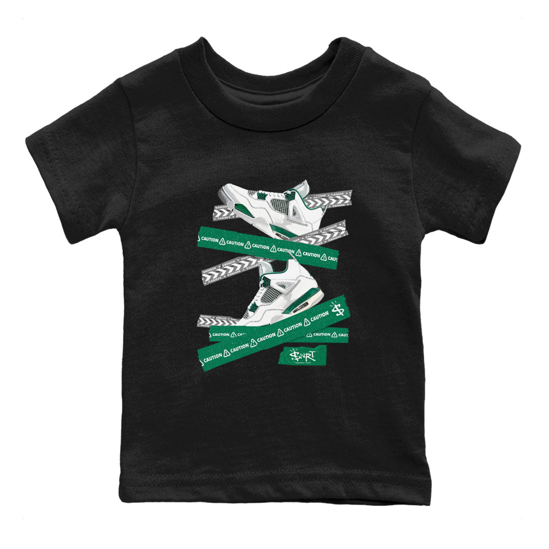 Caution Tape snkmatch Tees Kids - Air Jordan 4 Oxidized Green