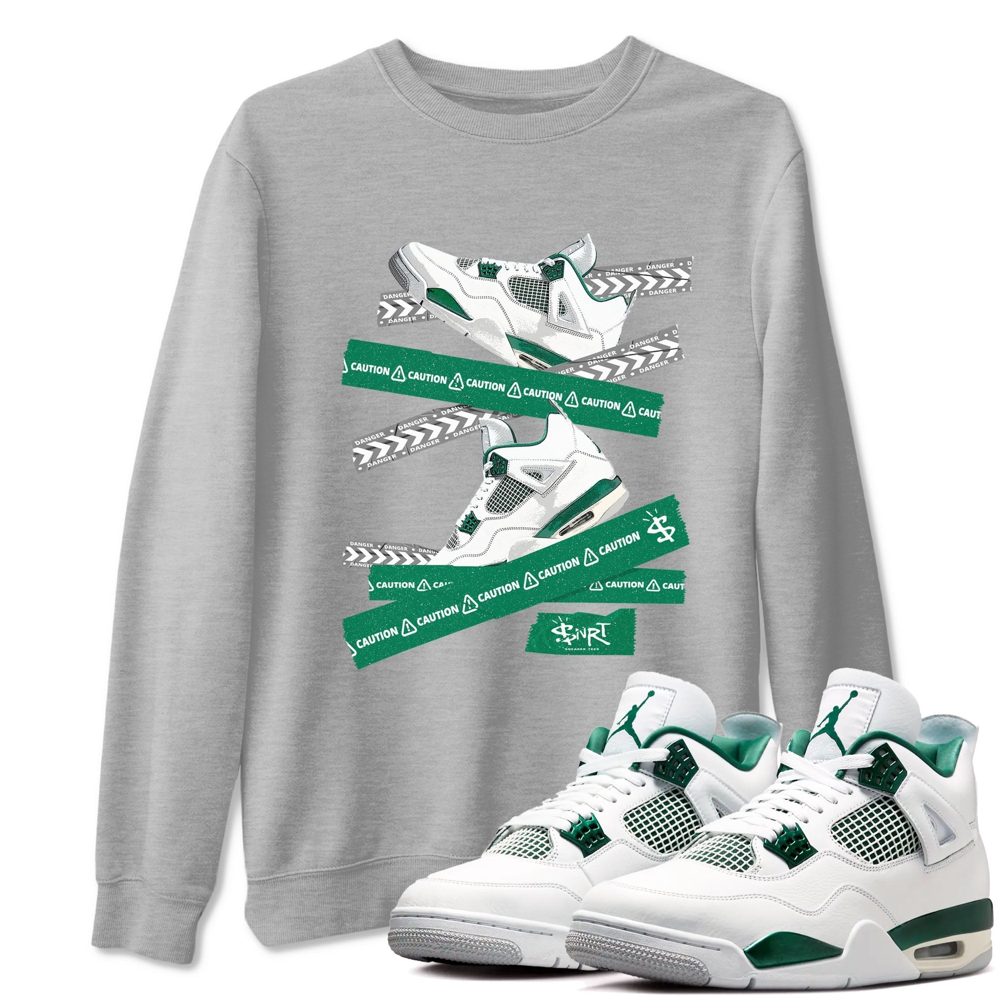 Caution Tape snkmatch Tees - Air Jordan 4 Oxidized Green