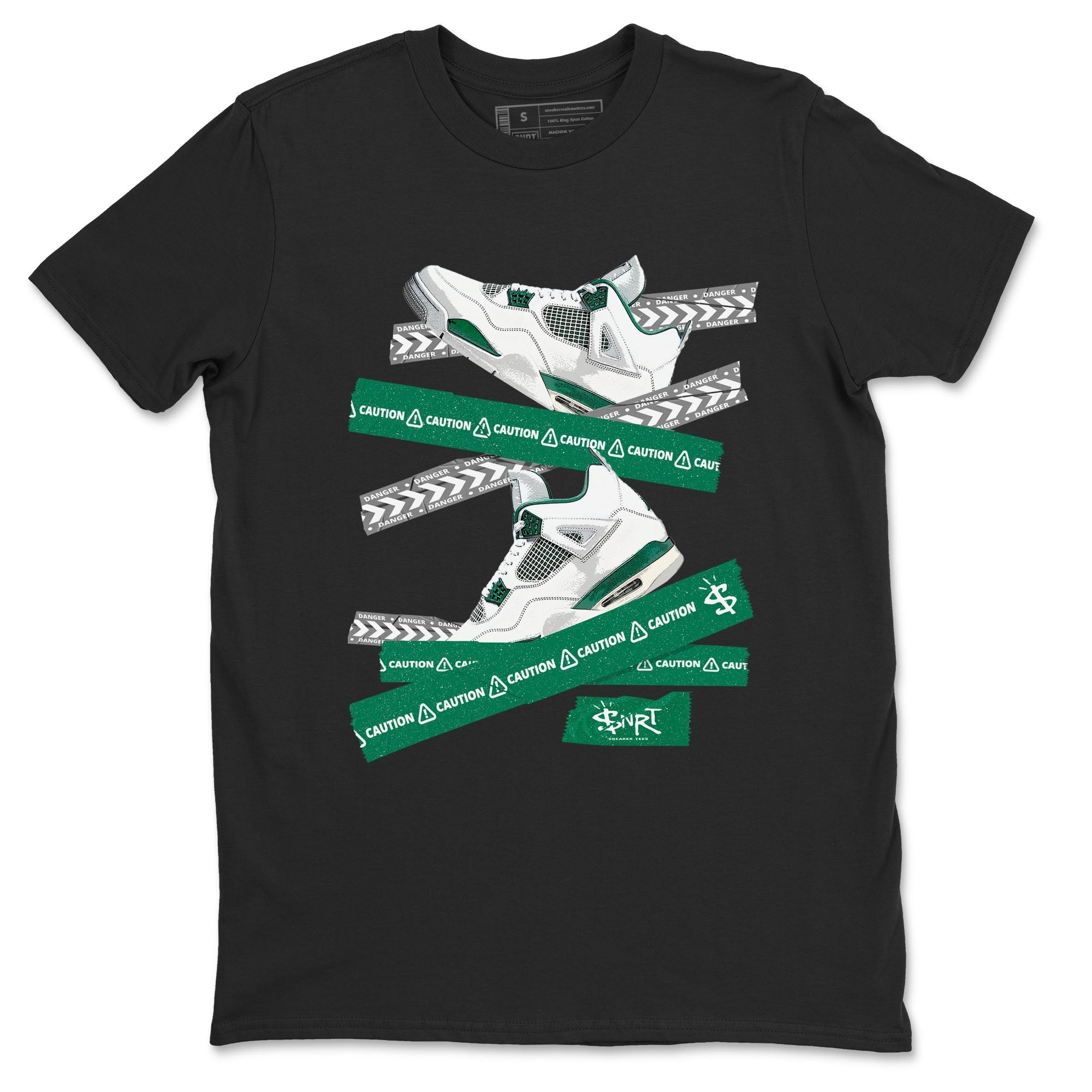 Caution Tape snkmatch Tees - Air Jordan 4 Oxidized Green