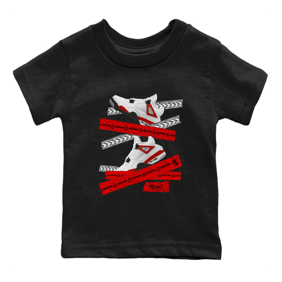 Caution Tape Kids Tops - Air Jordan 4 Red Cement