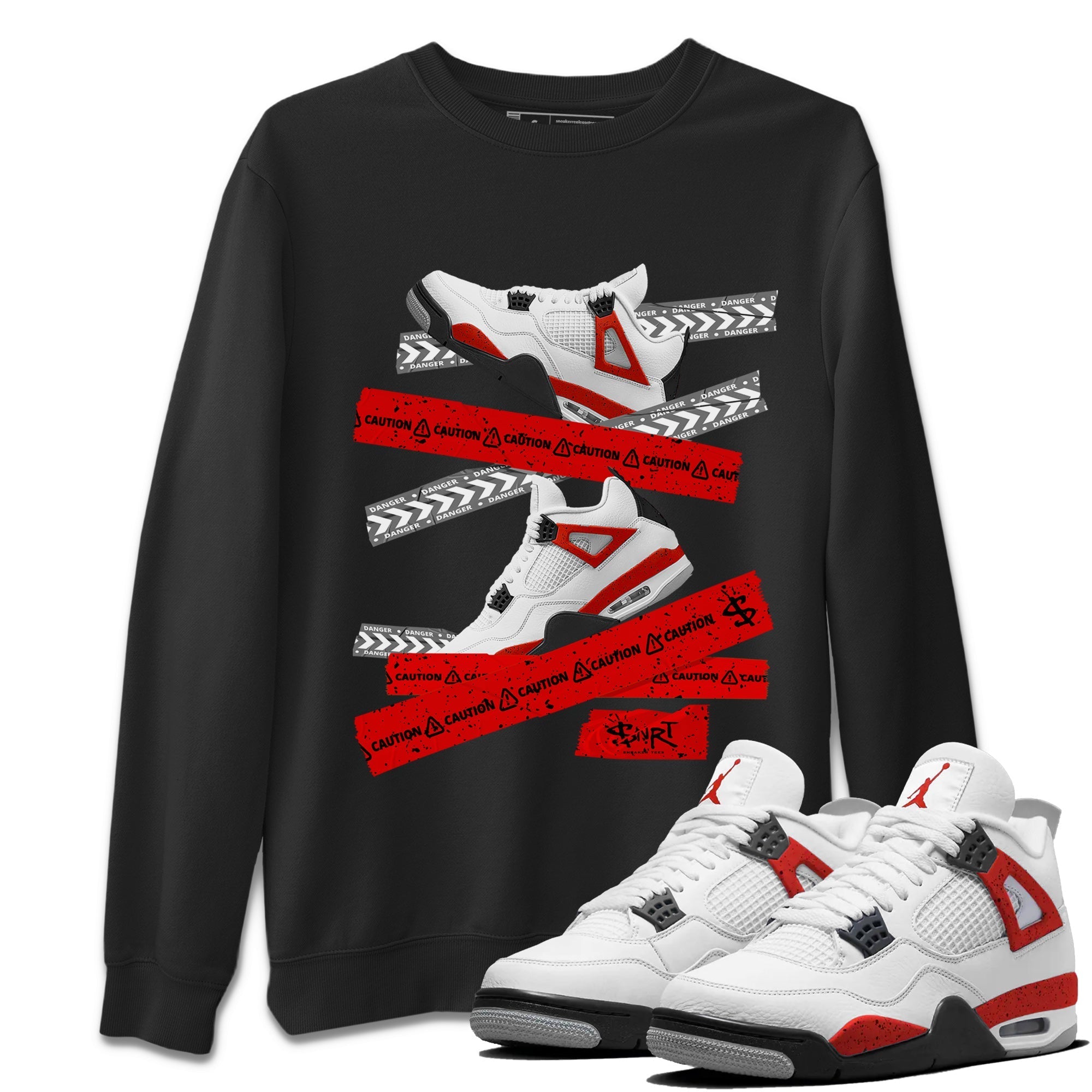 Caution Tape Unisex Tops - Air Jordan 4 Red Cement