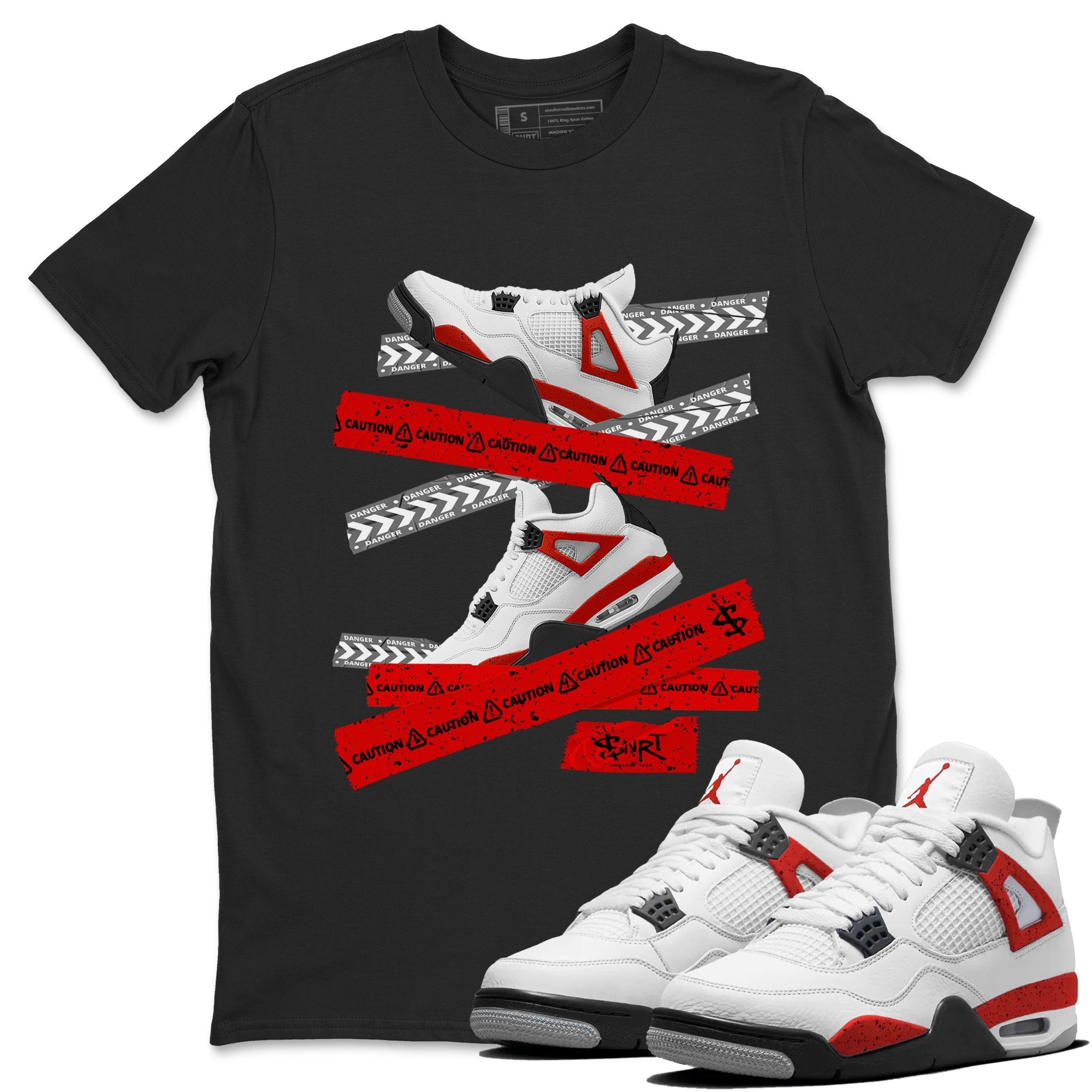Caution Tape Unisex Tops - Air Jordan 4 Red Cement