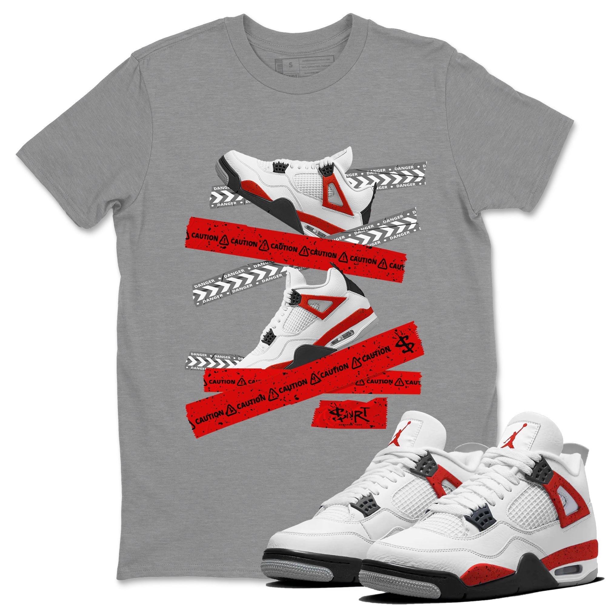 Caution Tape Unisex Tops - Air Jordan 4 Red Cement