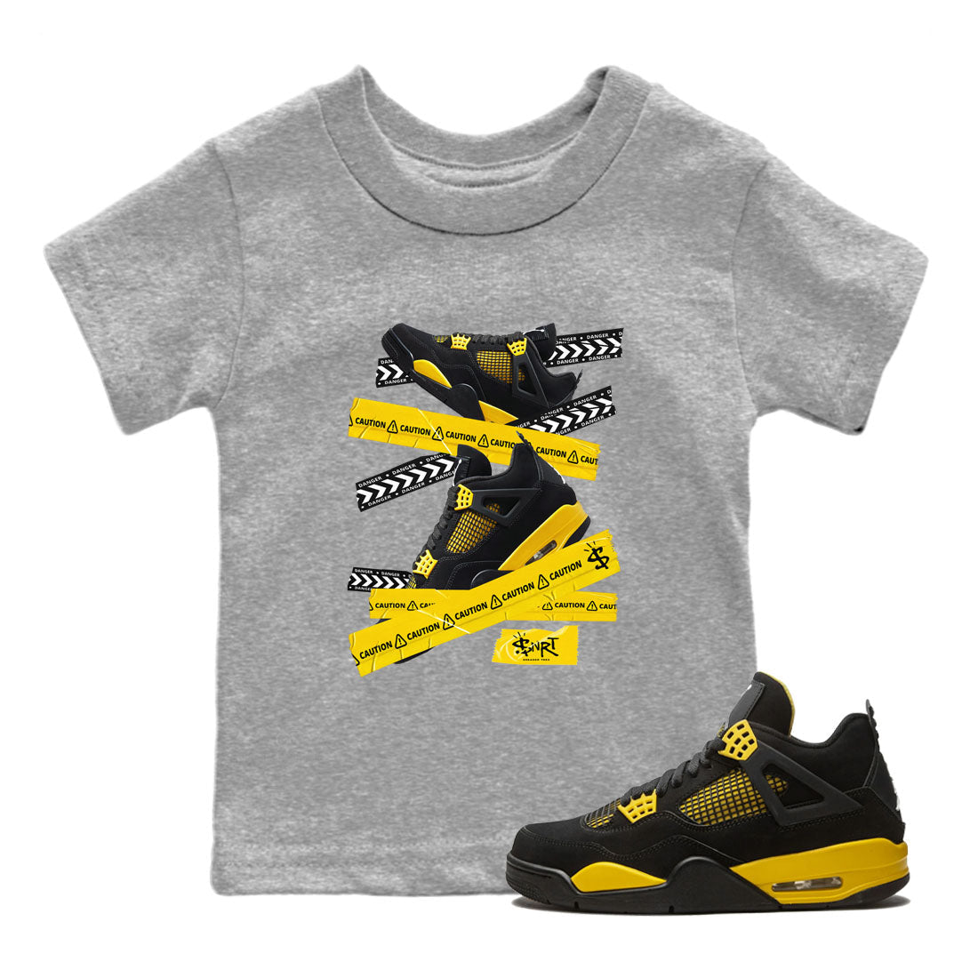 Caution Tape Kids Tops - Air Jordan 4 Thunder