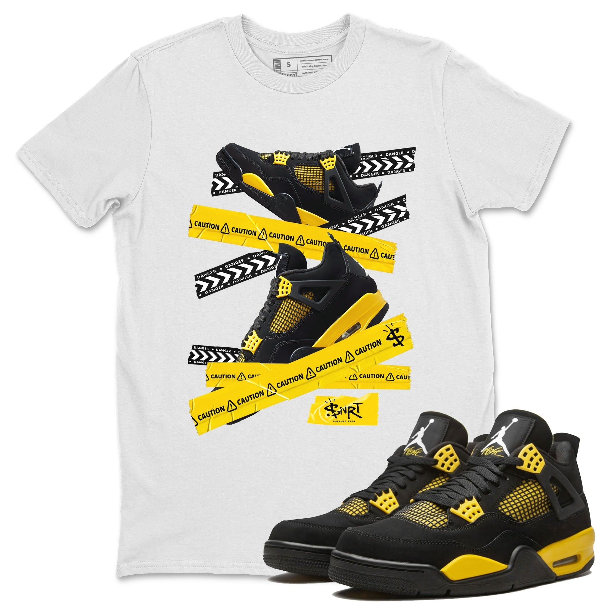 Caution Tape Unisex Tops - Air Jordan 4 Thunder