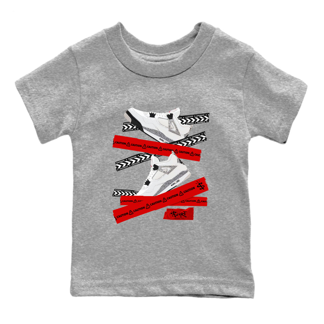 Caution Tape snkmatch Tees Kids - Air Jordan 4 White Cement