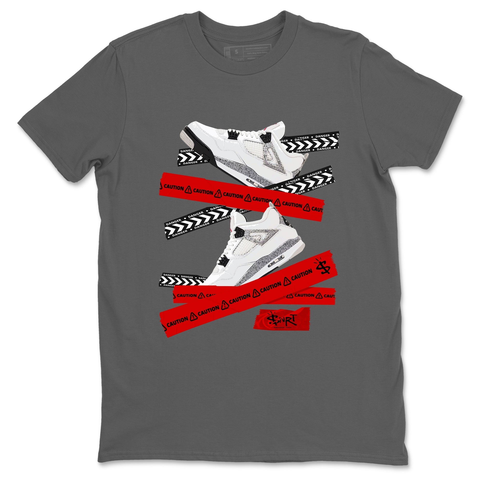 Caution Tape snkmatch Tees - Air Jordan 4 White Cement