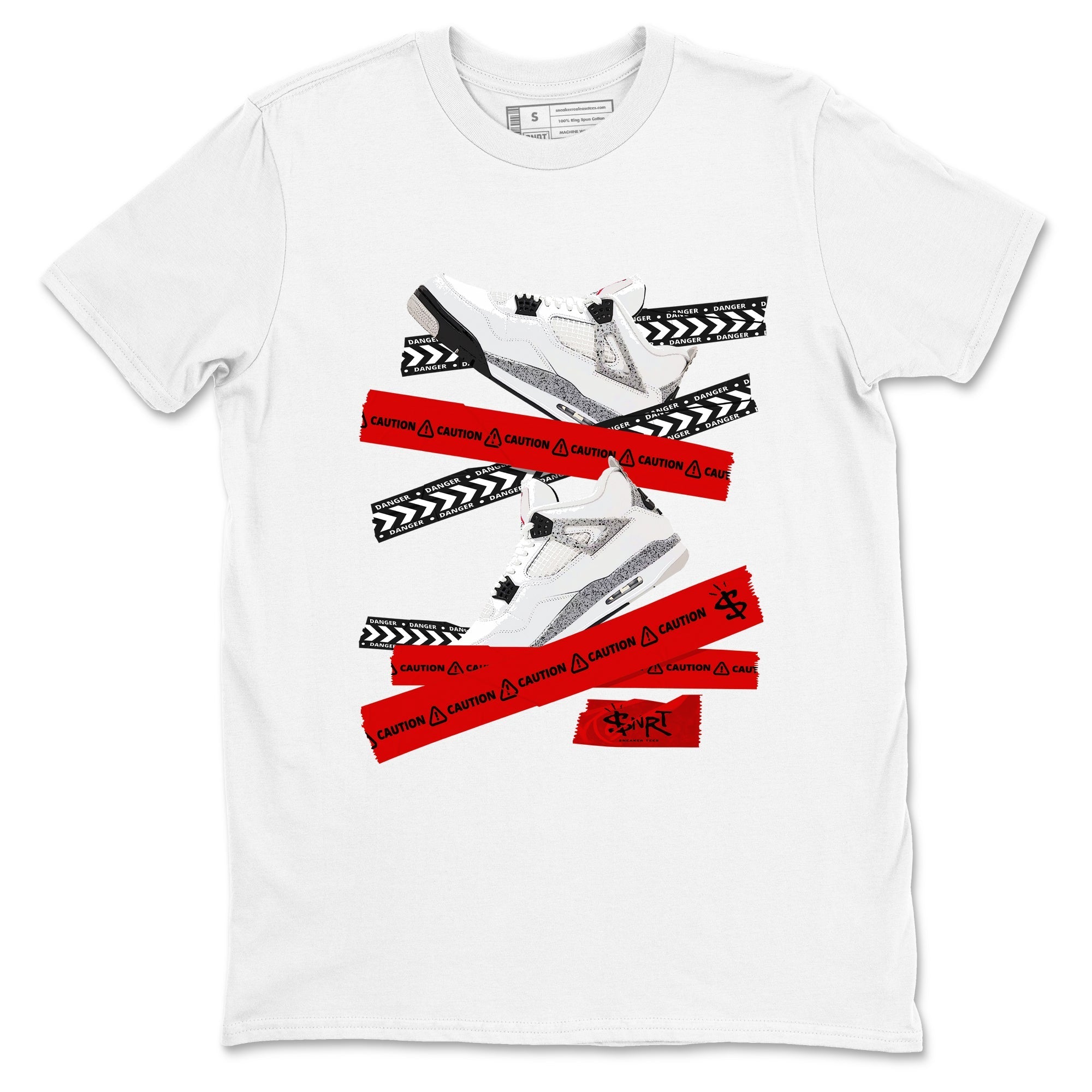 Caution Tape snkmatch Tees - Air Jordan 4 White Cement