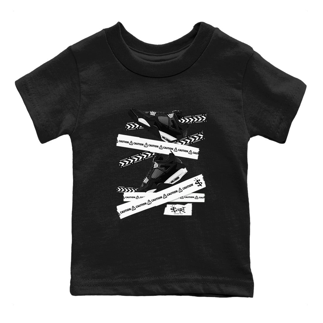 Caution Tape snkmatch Tees Kids - Air Jordan 4 White Thunder