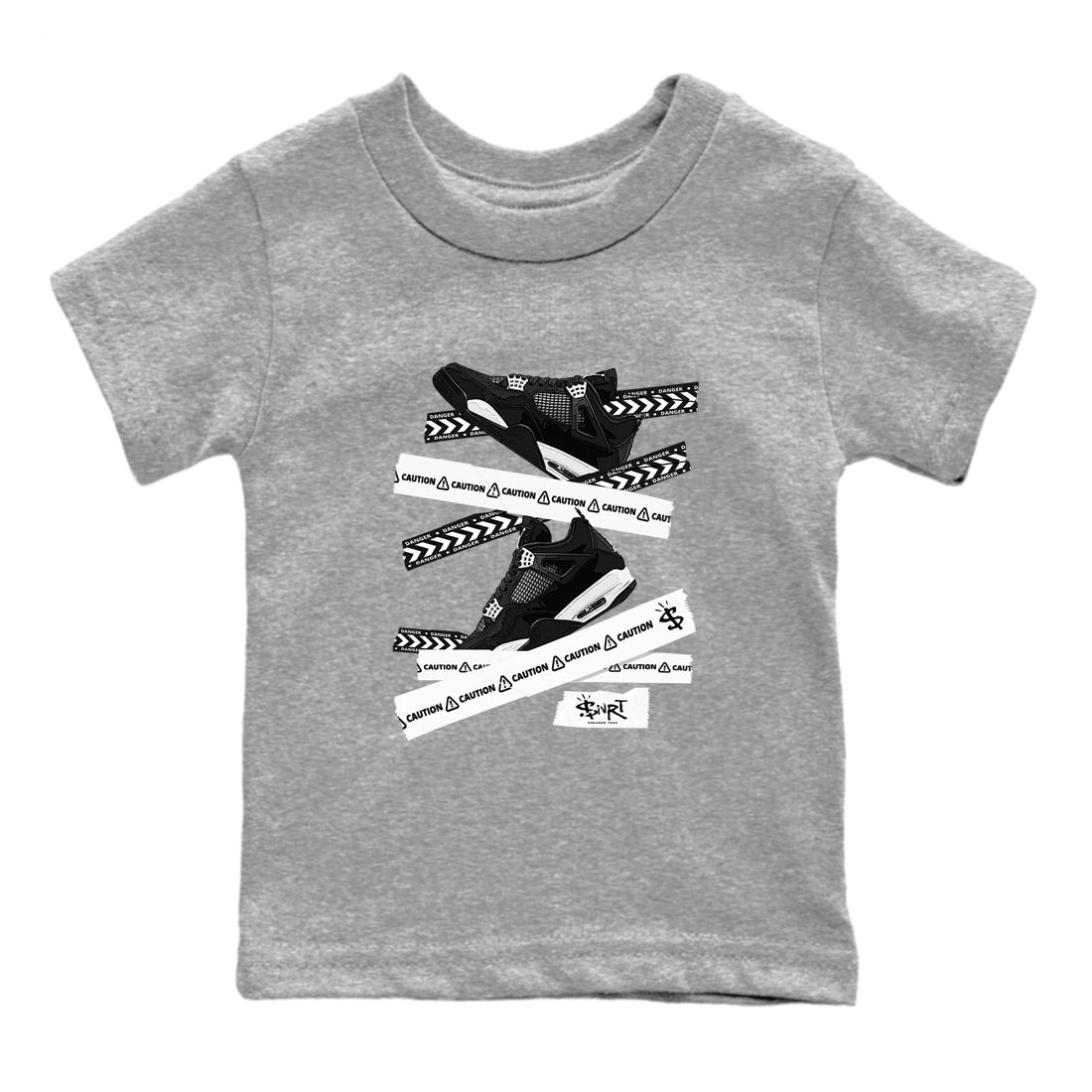 Caution Tape snkmatch Tees Kids - Air Jordan 4 White Thunder