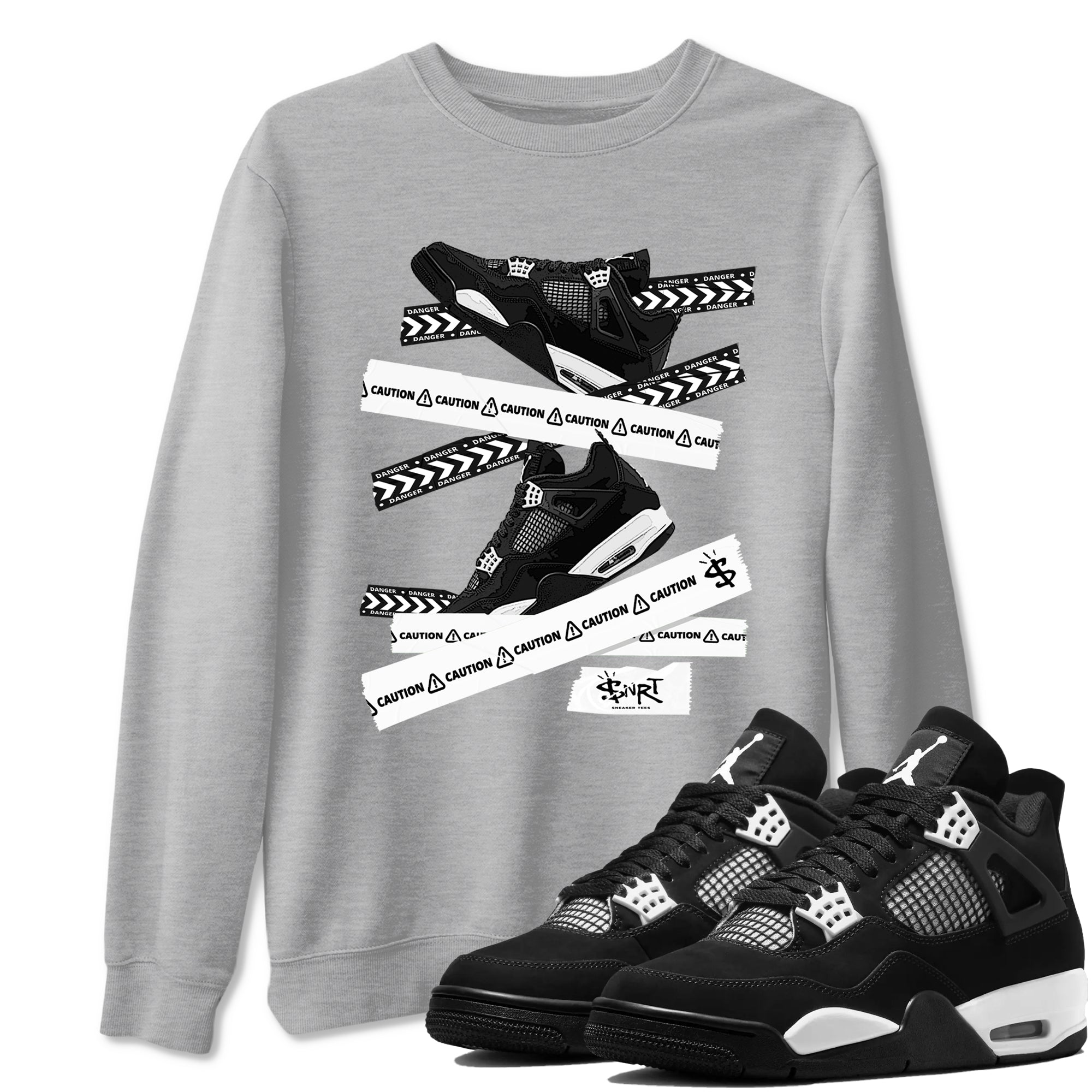 Caution Tape snkmatch Tees - Air Jordan 4 White Thunder