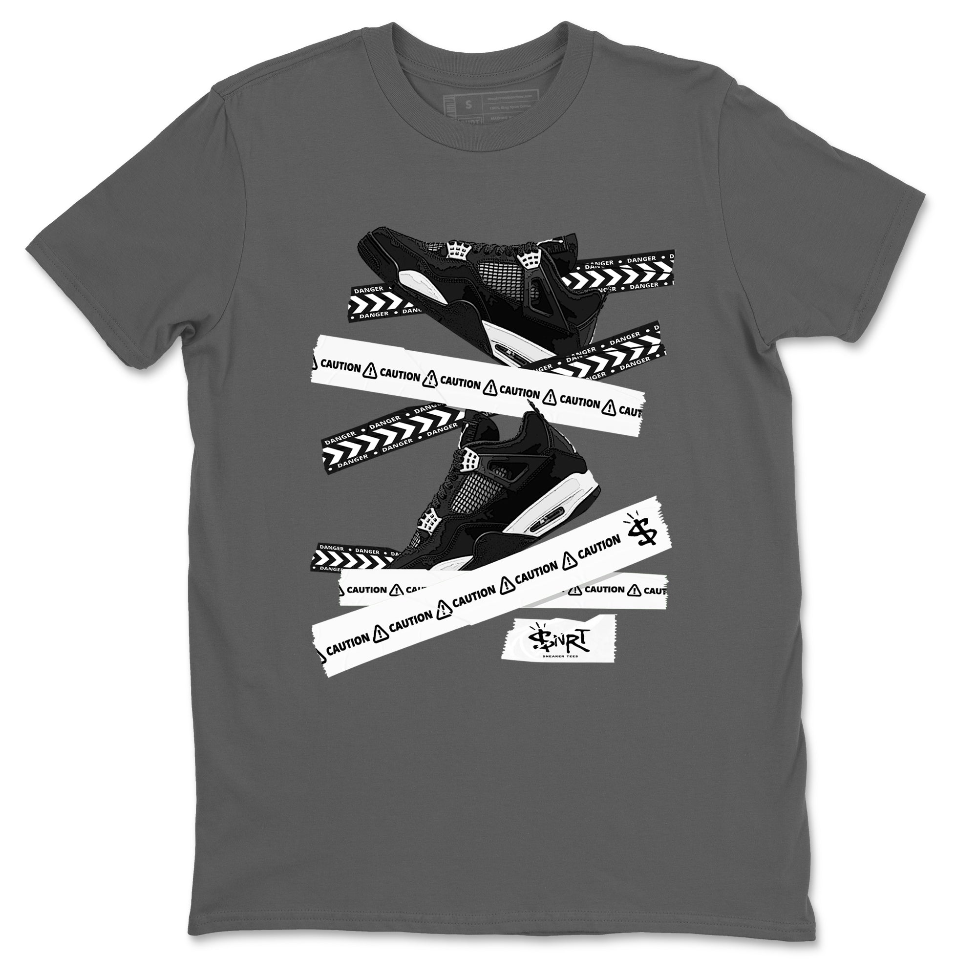 Caution Tape snkmatch Tees - Air Jordan 4 White Thunder