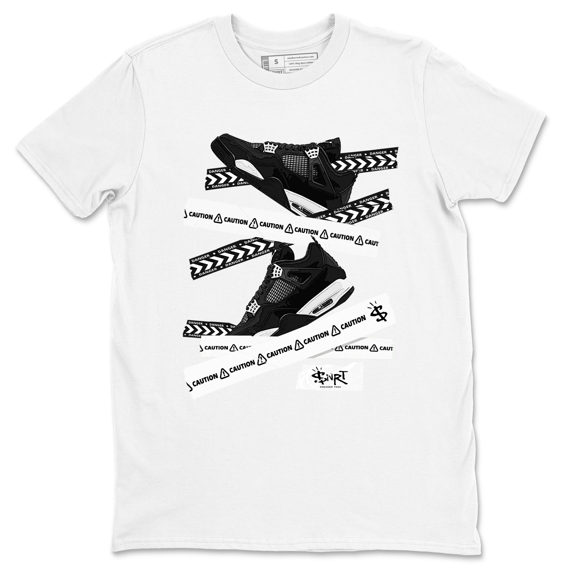 Caution Tape snkmatch Tees - Air Jordan 4 White Thunder