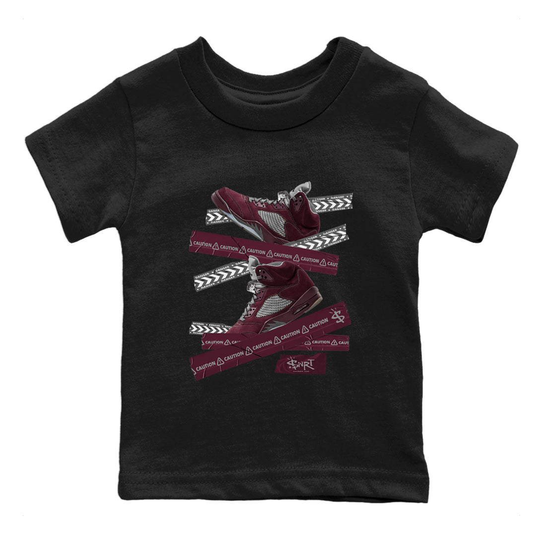 Caution Tape Kids Tops - Air Jordan 5 Burgundy