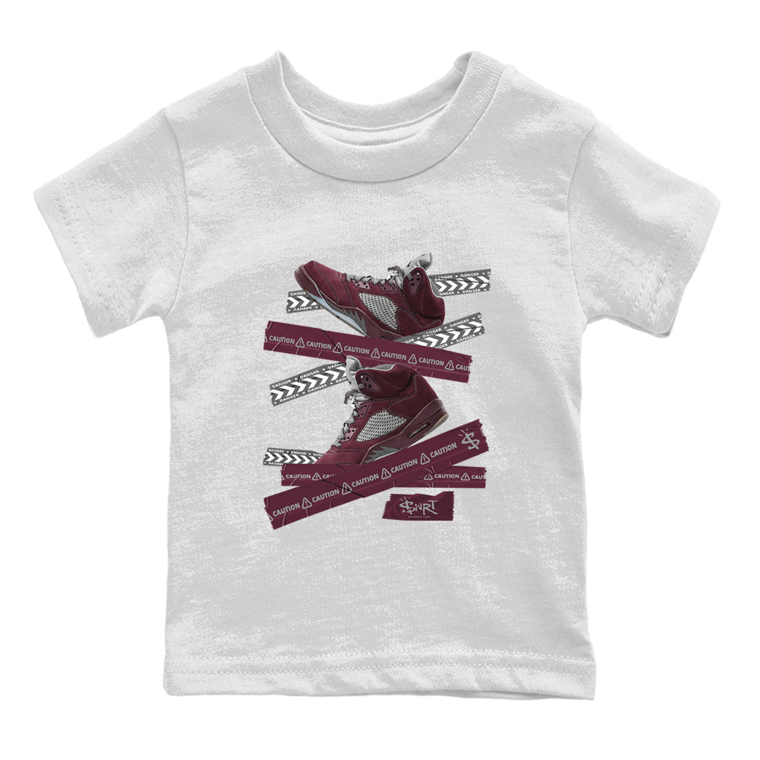 Caution Tape Kids Tops - Air Jordan 5 Burgundy