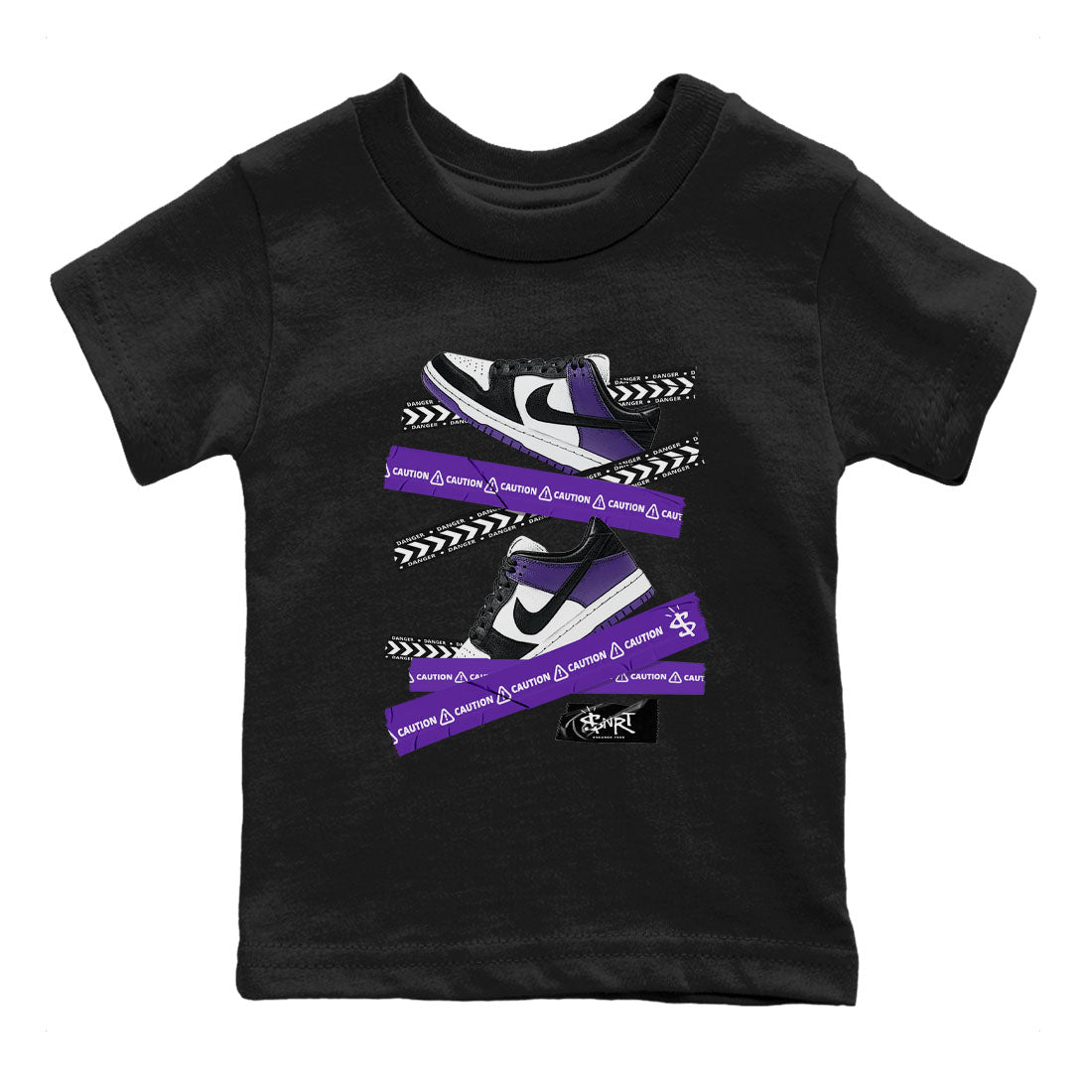 Caution Tape snkmatch Tees Kids - Dunk Low Court Purple