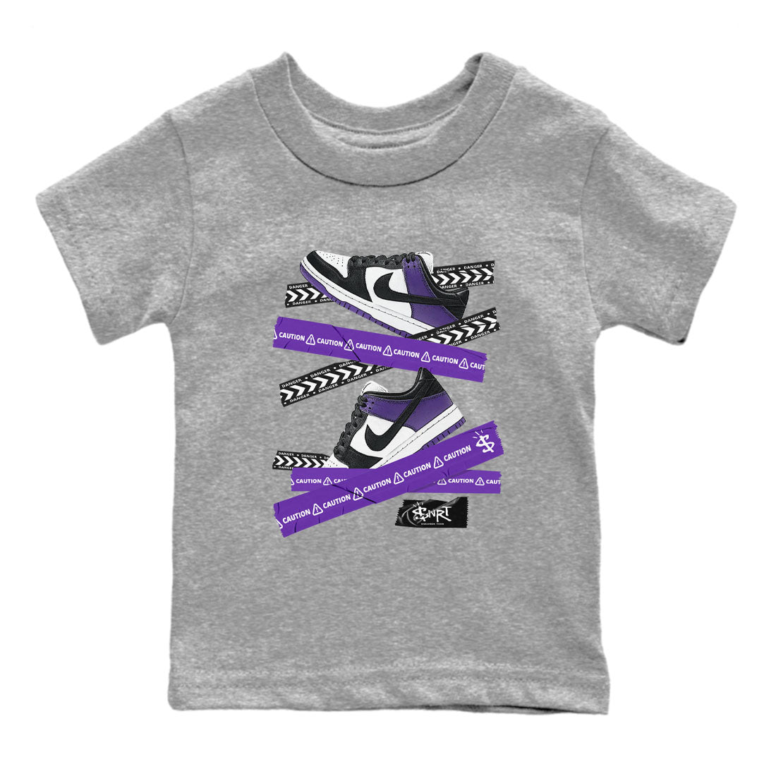 Caution Tape snkmatch Tees Kids - Dunk Low Court Purple