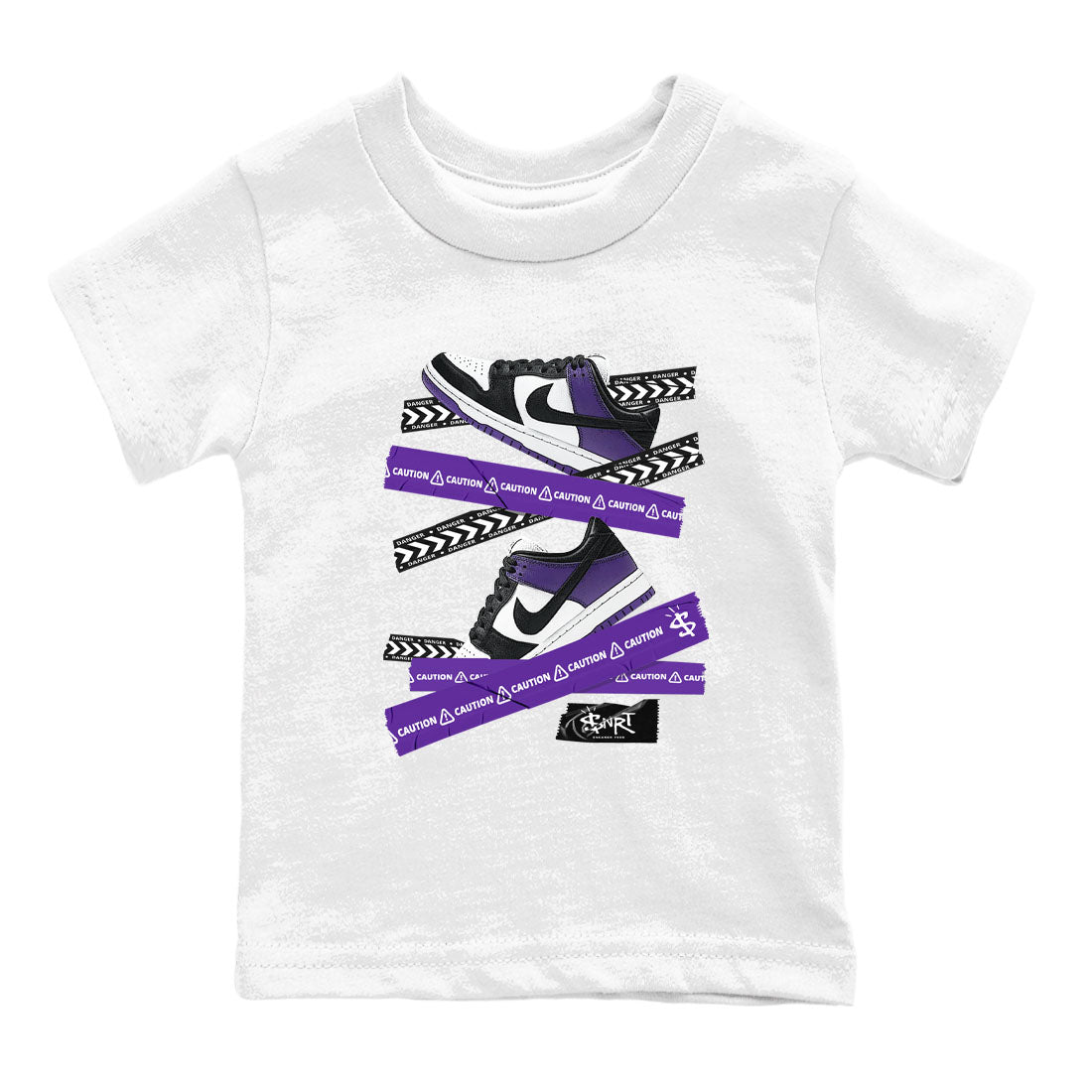 Caution Tape snkmatch Tees Kids - Dunk Low Court Purple