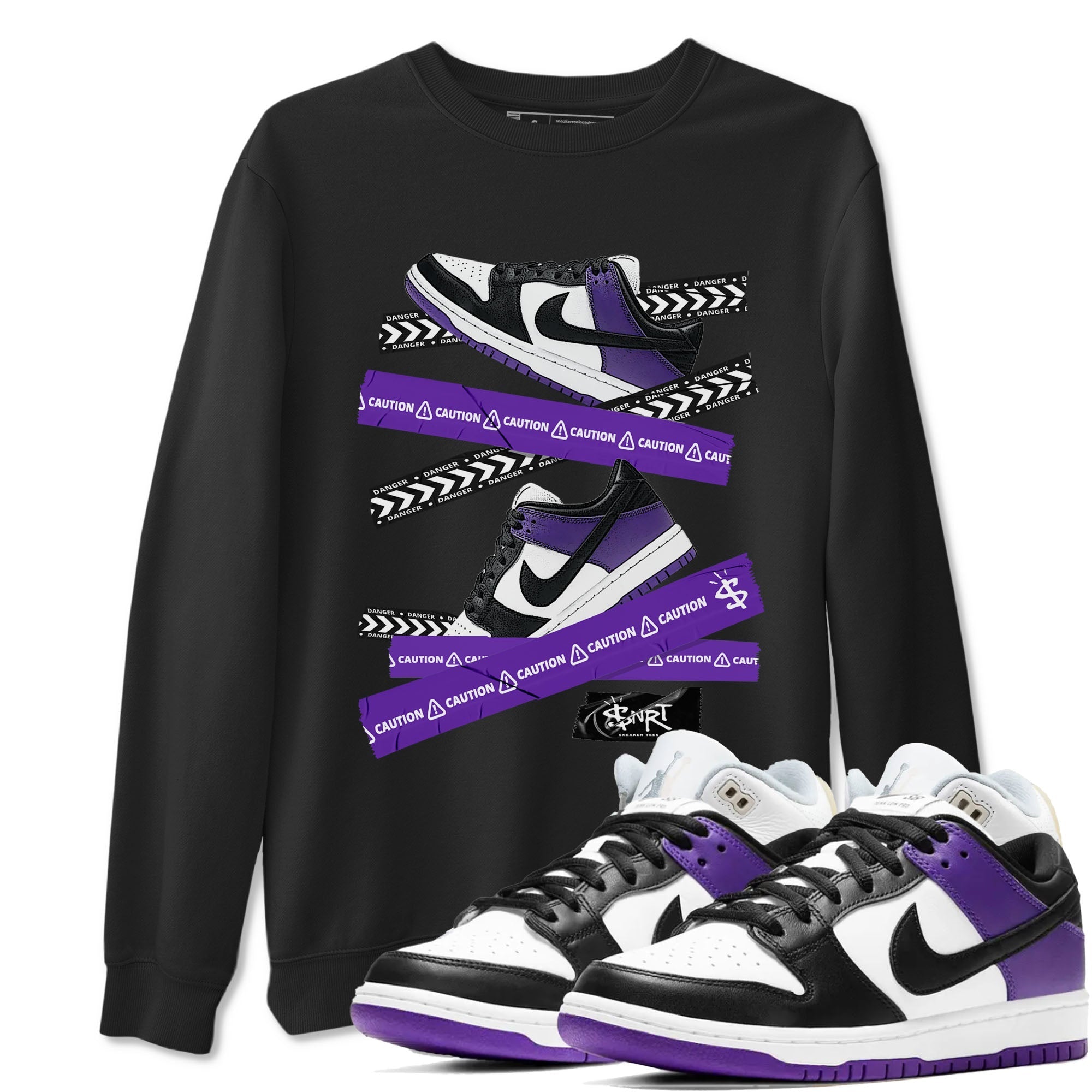Caution Tape snkmatch Tees - Dunk Low Court Purple