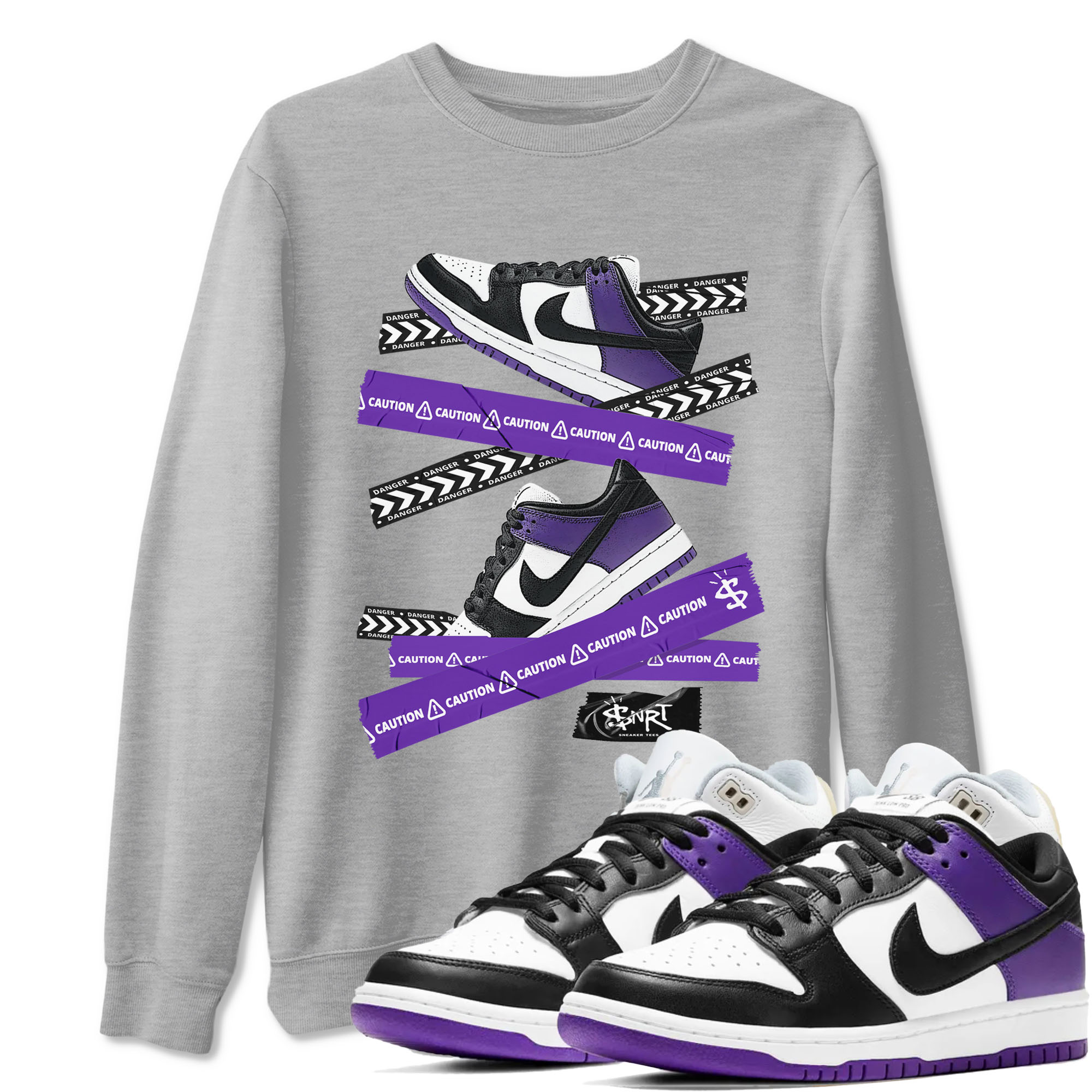 Caution Tape snkmatch Tees - Dunk Low Court Purple