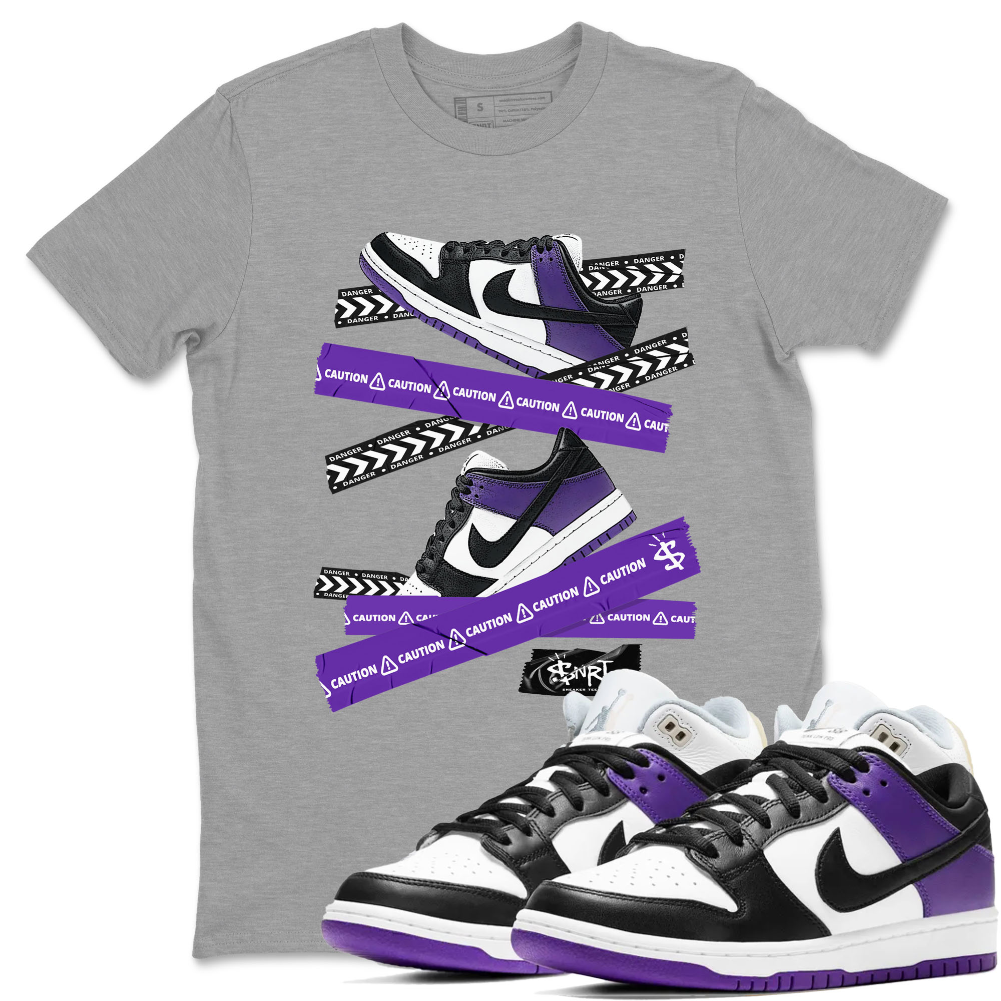 Caution Tape snkmatch Tees - Dunk Low Court Purple