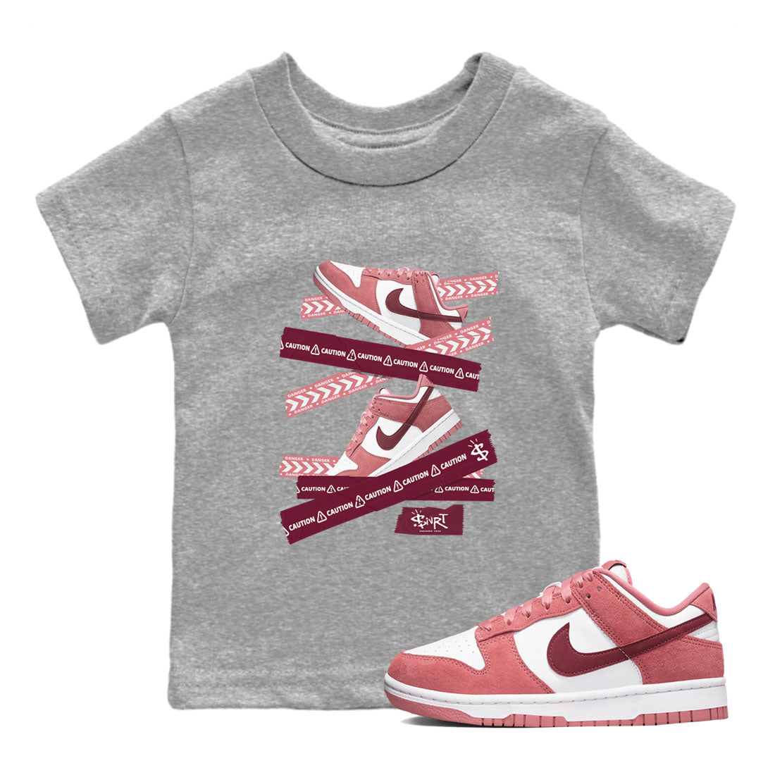 Caution Tape snkmatch Tees Kids - Dunk Valentines Day 2024