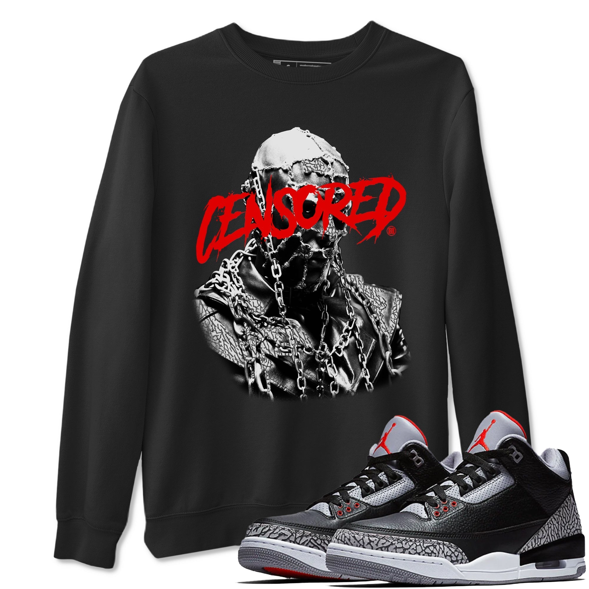Censored Graphic snkmatch Tees - Air Jordan 3 Black Cement