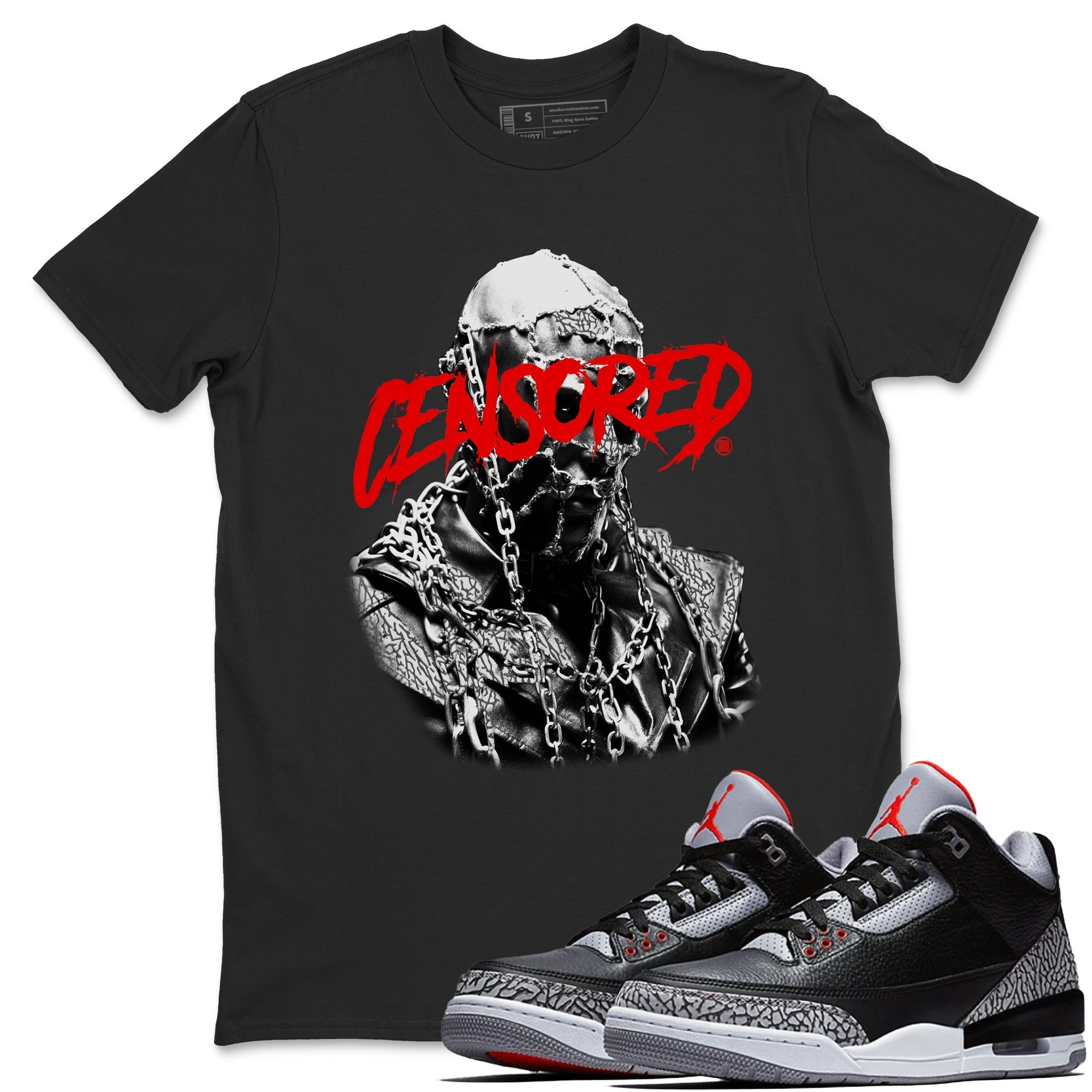 Censored Graphic snkmatch Tees - Air Jordan 3 Black Cement