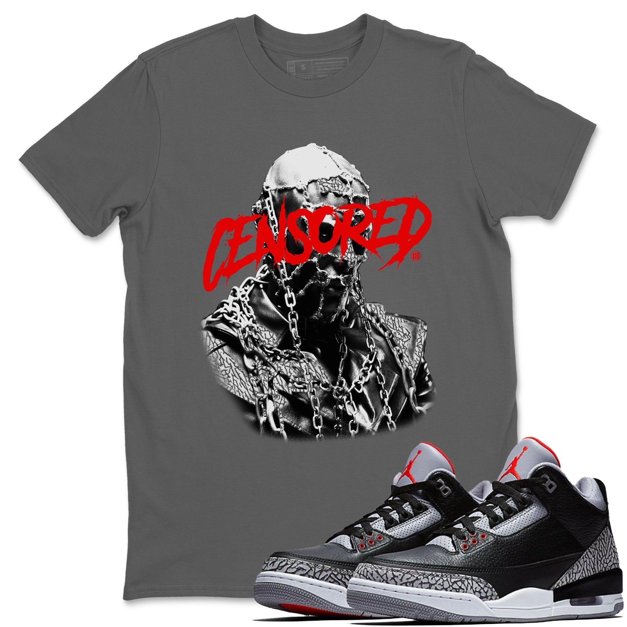 Censored Graphic snkmatch Tees - Air Jordan 3 Black Cement